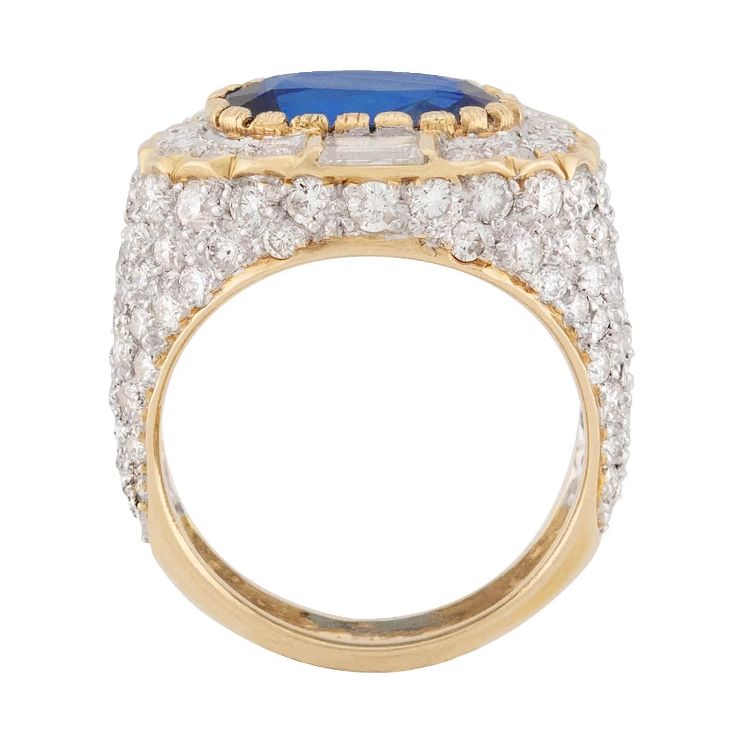 Estate 18k Sapphire and Diamond Cocktail Ring - Image 4