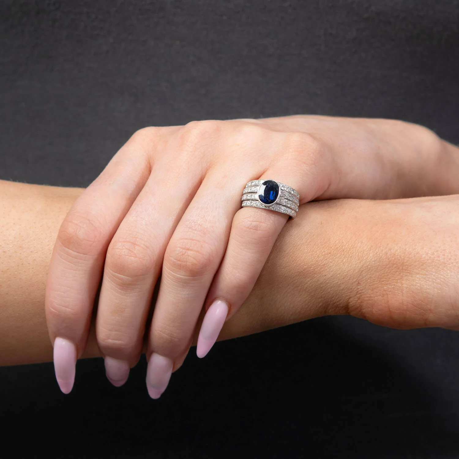 Estate 18k Sapphire & Diamond Ring - Image 6