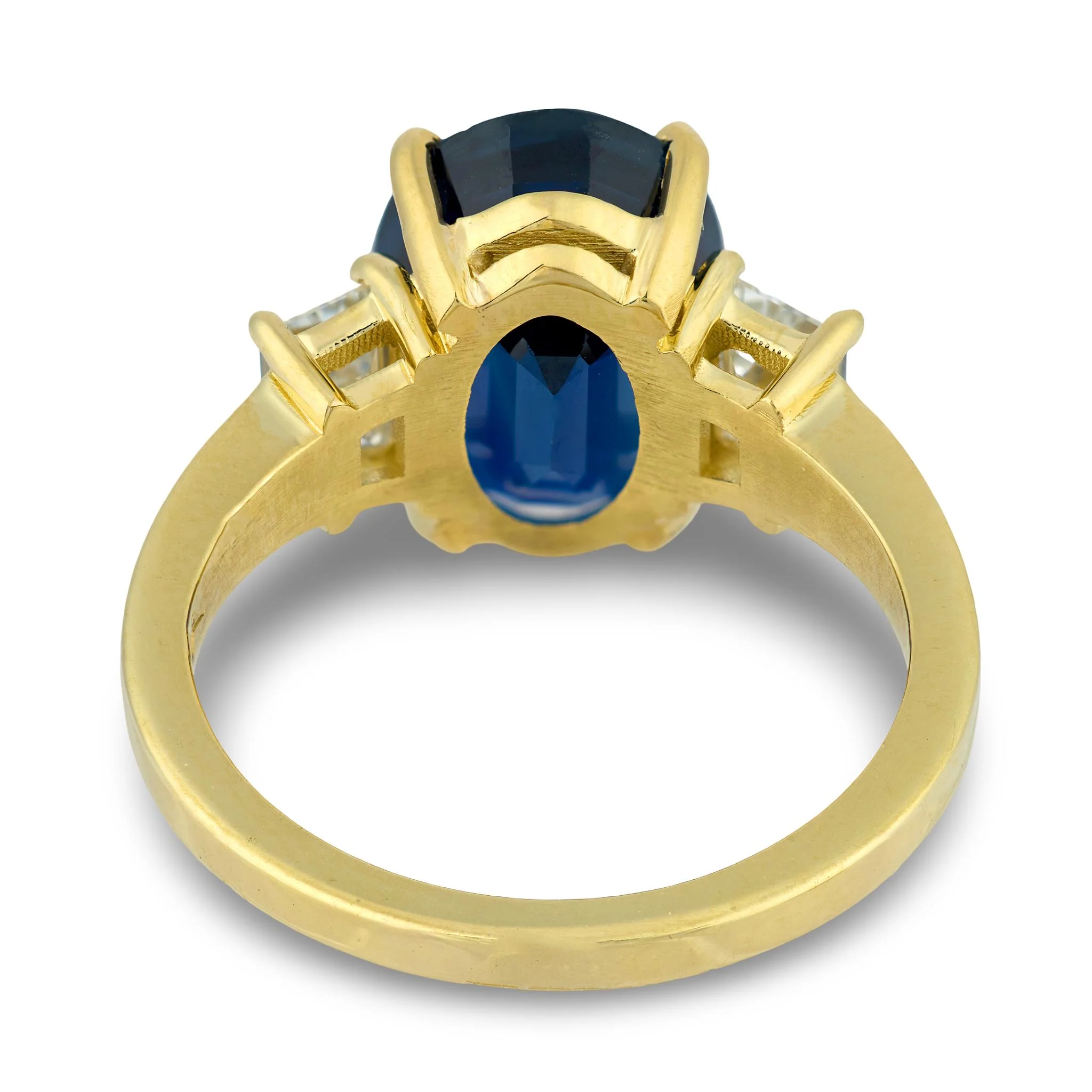 Estate 18k Sapphire & Diamond Three Stone Ring - Image 5