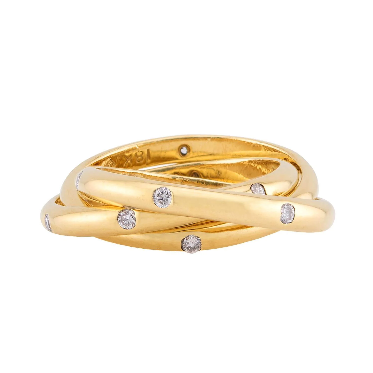 Estate 18k Three-Band Diamond Roller Ring - Image 2