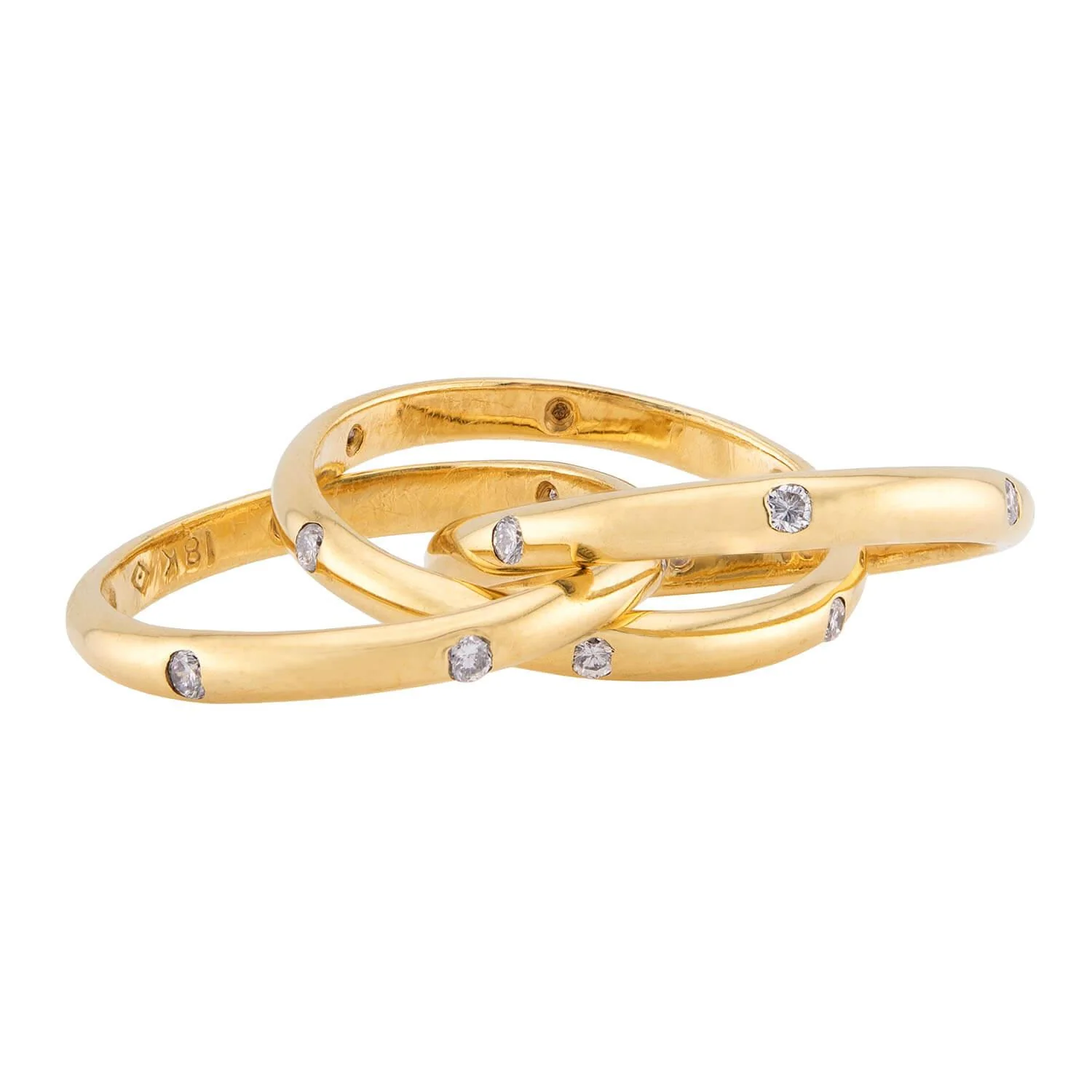 Estate 18k Three-Band Diamond Roller Ring - Image 3