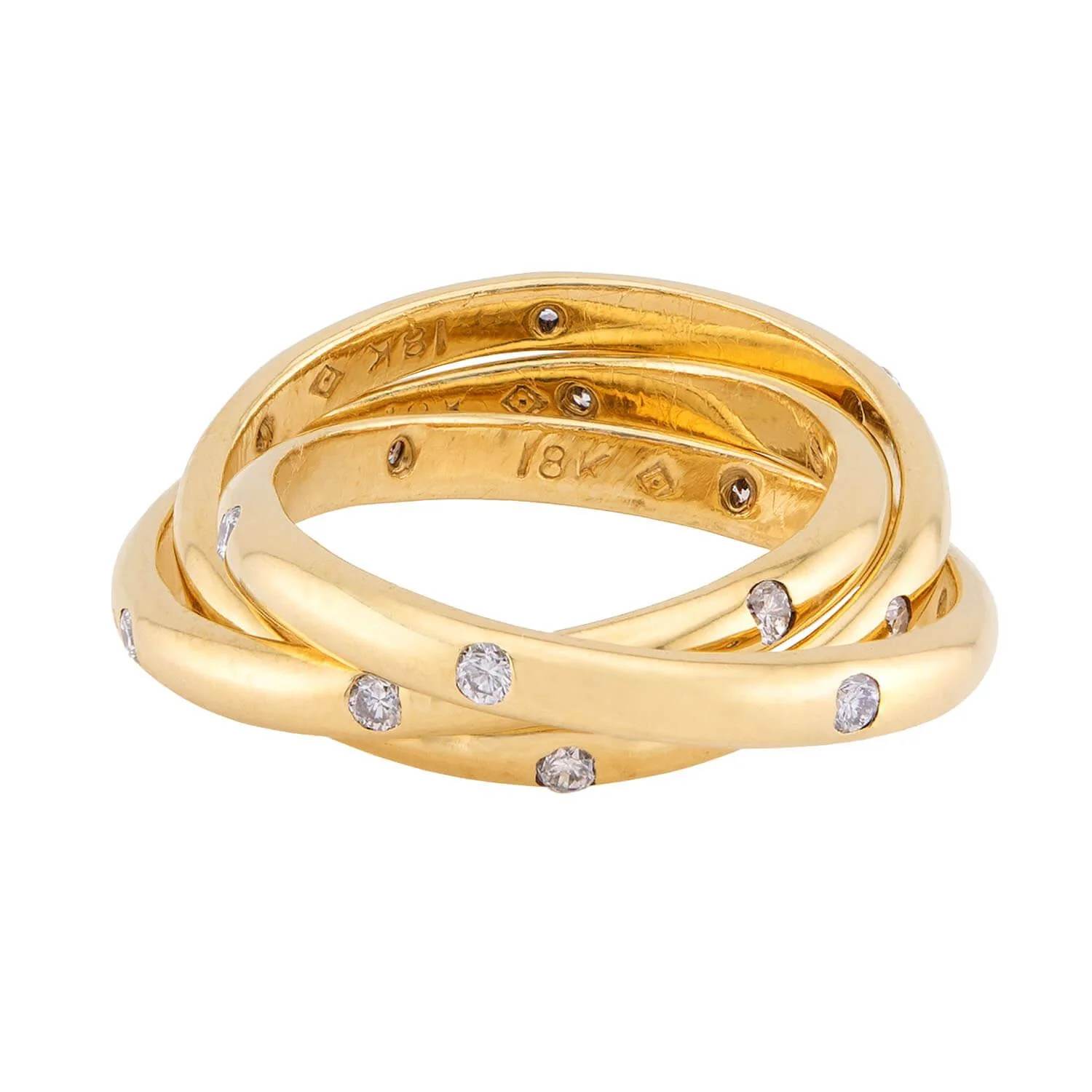 Estate 18k Three-Band Diamond Roller Ring - Image 5