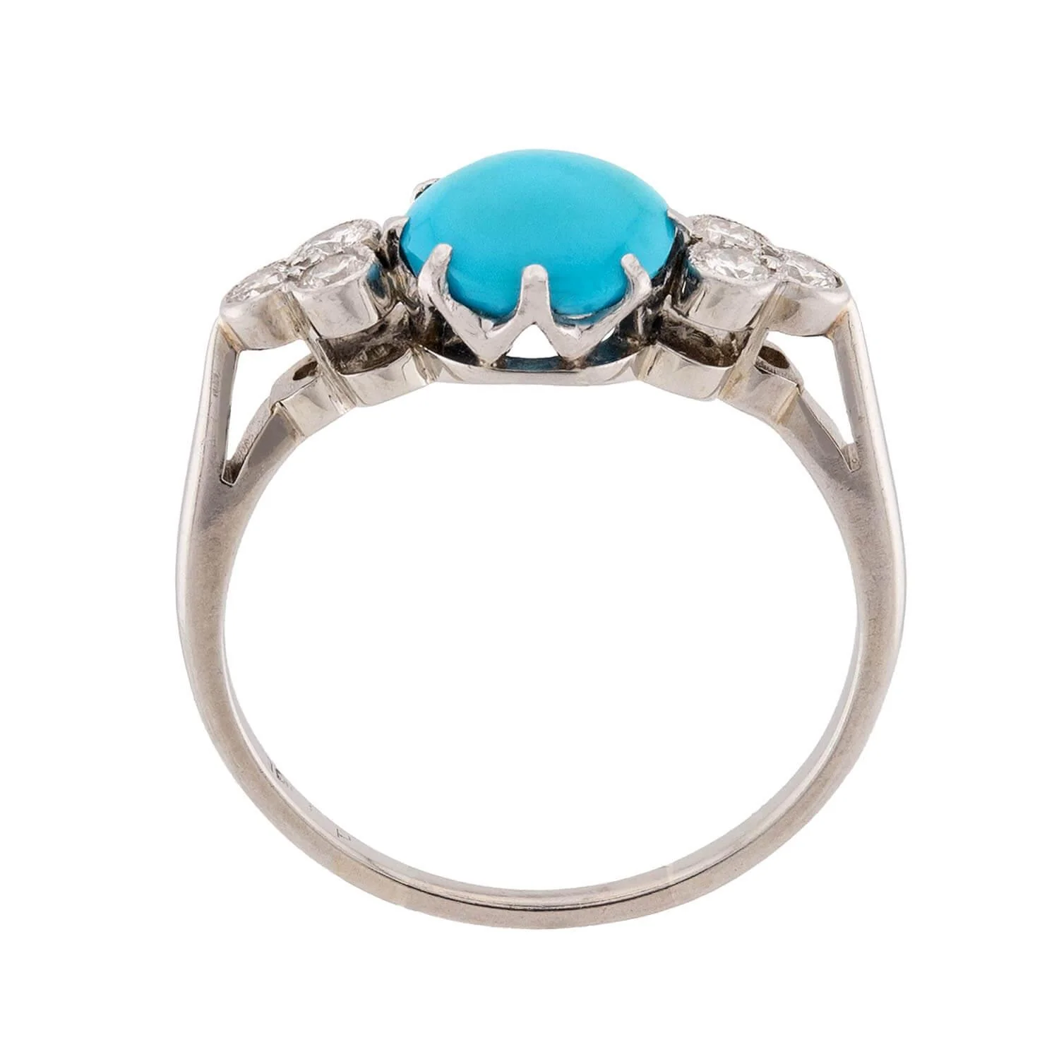 Estate 18k Turquoise & Diamond Ring - Image 4