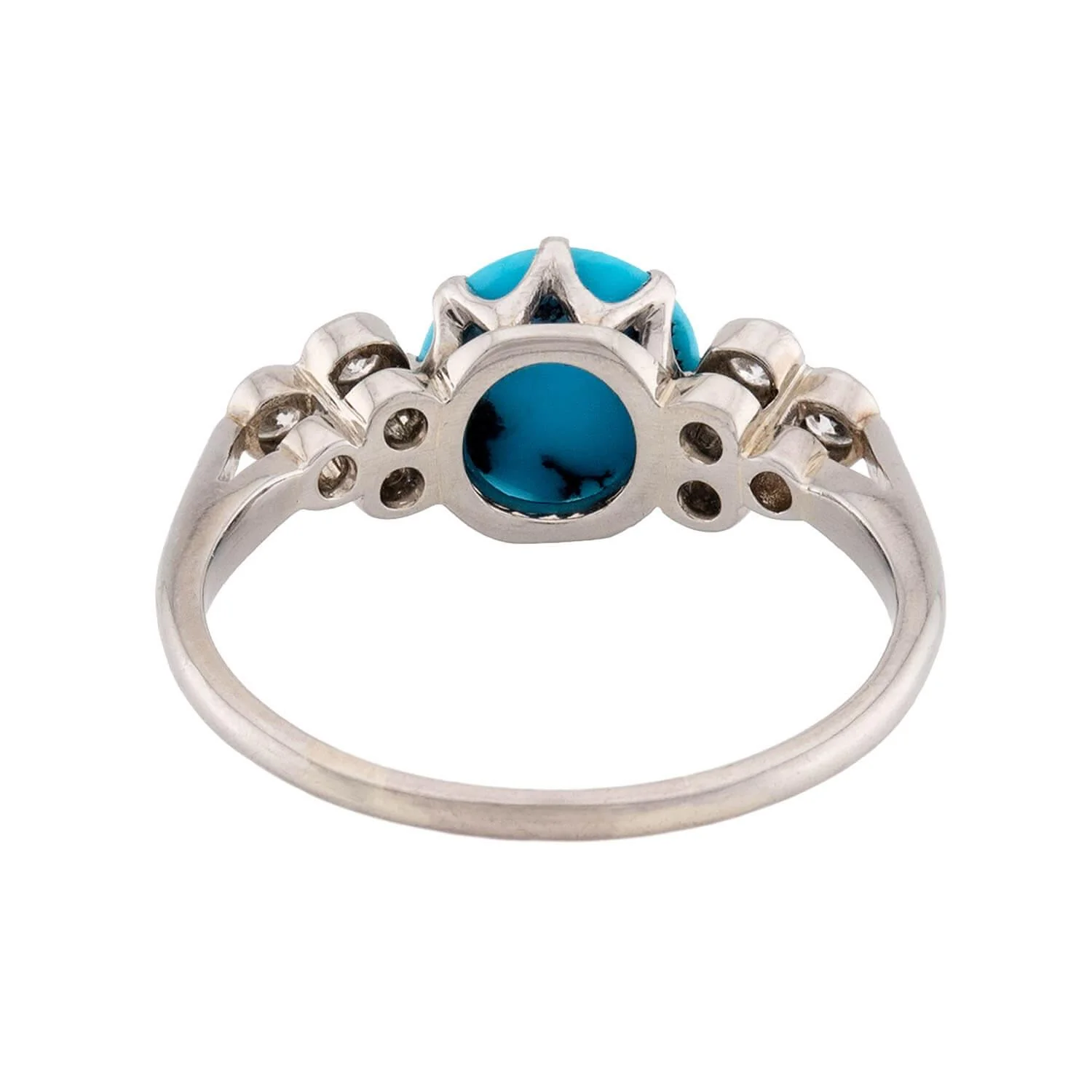 Estate 18k Turquoise & Diamond Ring - Image 5