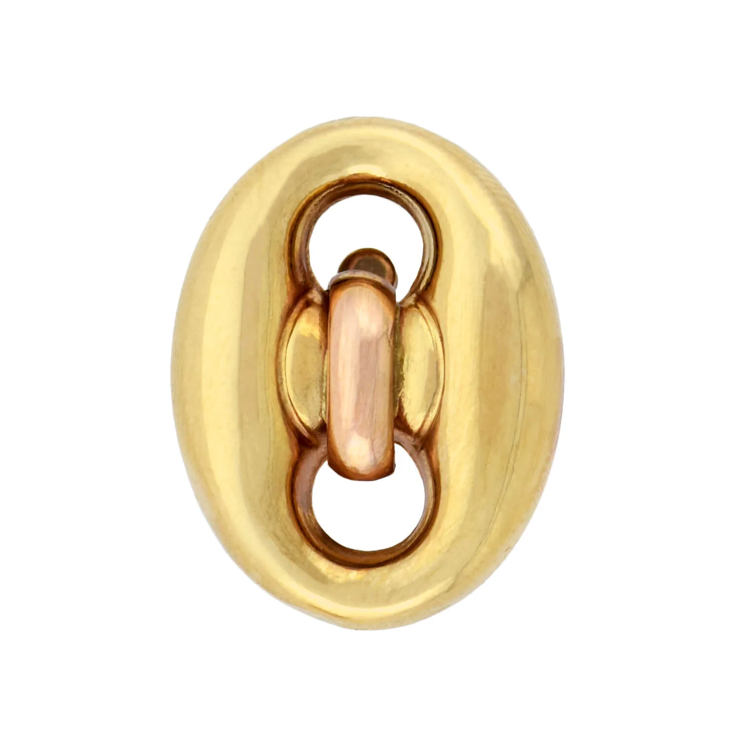 Estate 18kt Two-Tone Anchor Link Omega Post Earrings - Image 2