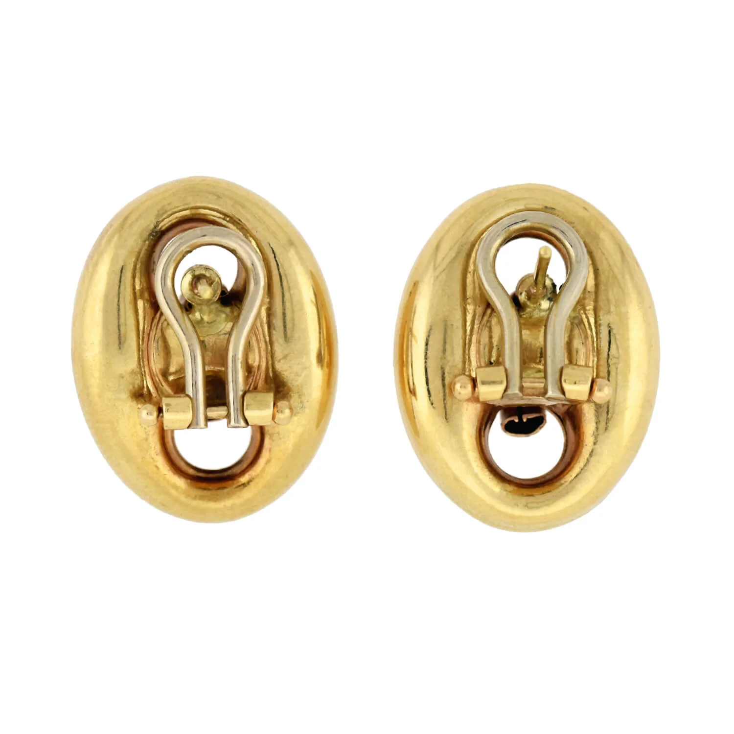 Estate 18kt Two-Tone Anchor Link Omega Post Earrings - Image 6