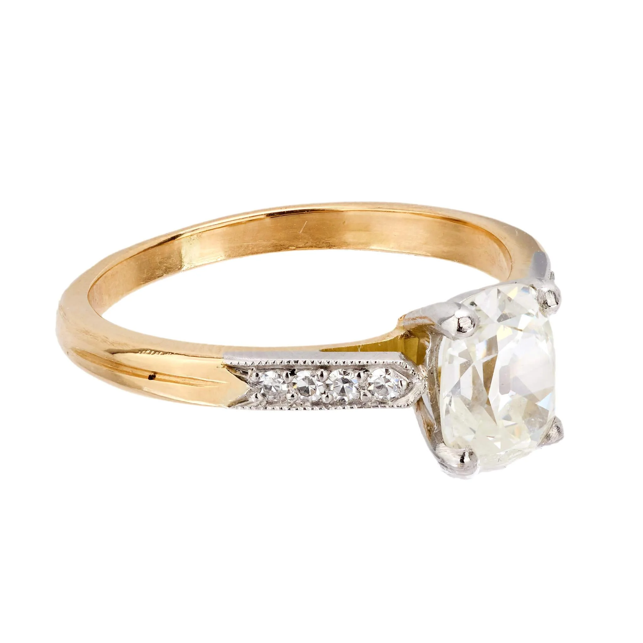 Estate French 18k GIA Diamond Engagement Ring 1.18ct - Image 3