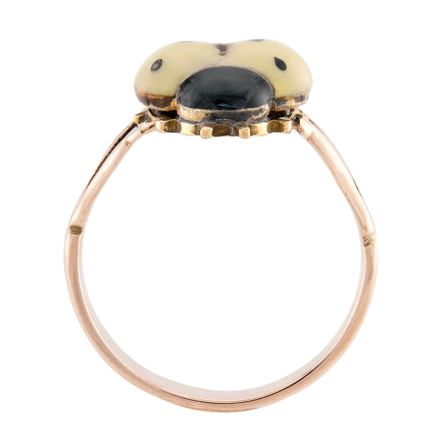 Estate German 14k/10k Enamel Ladybug-Motif Ring - Image 4