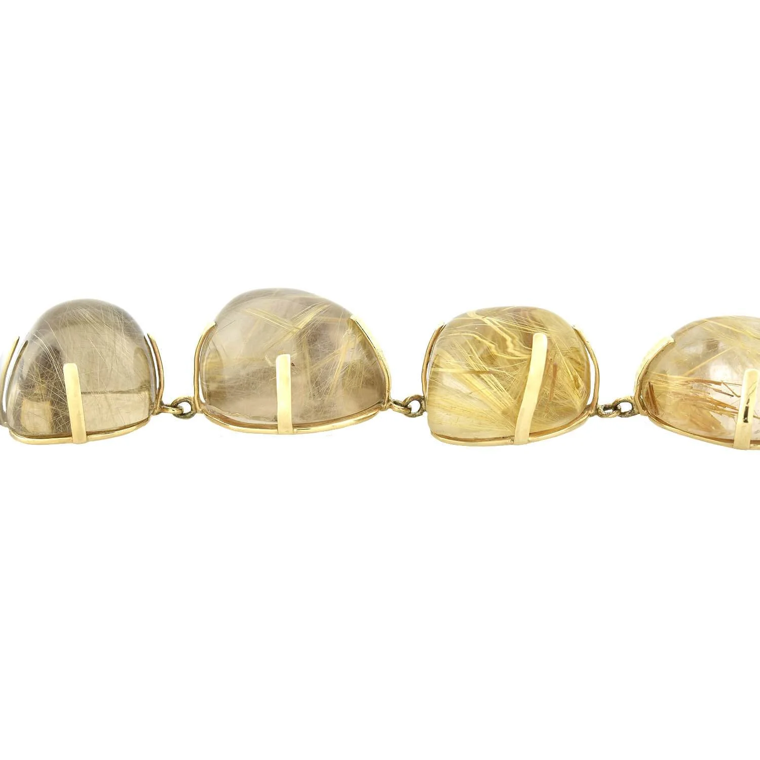 Estate Large 14kt Gold Rutilated Quartz Link Maine Bracelet - Image 3
