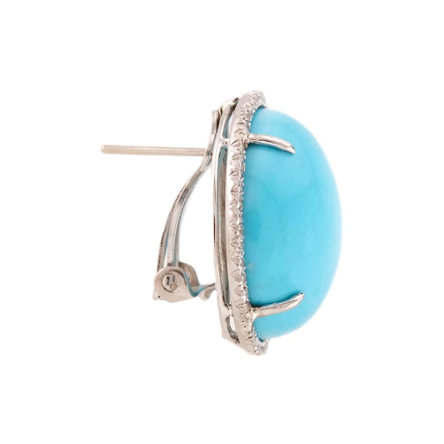 Estate Platinum/14K Turquoise & Diamond Earrings - Image 2