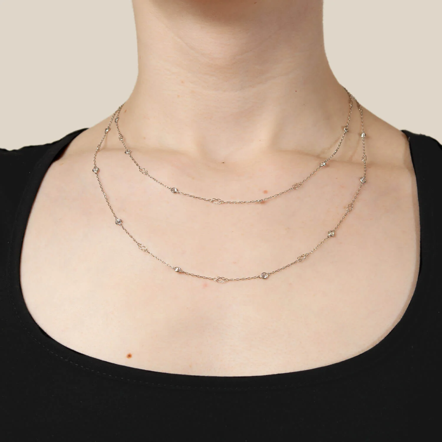Estate Platinum Diamond By the Yard Chain Necklace 2.75ctw - Image 7