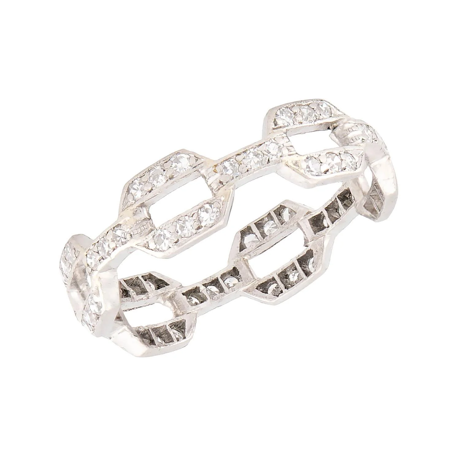 Estate Platinum Diamond Chain Link Ring