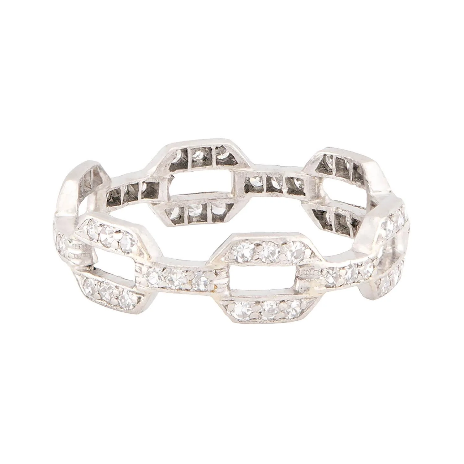 Estate Platinum Diamond Chain Link Ring - Image 2
