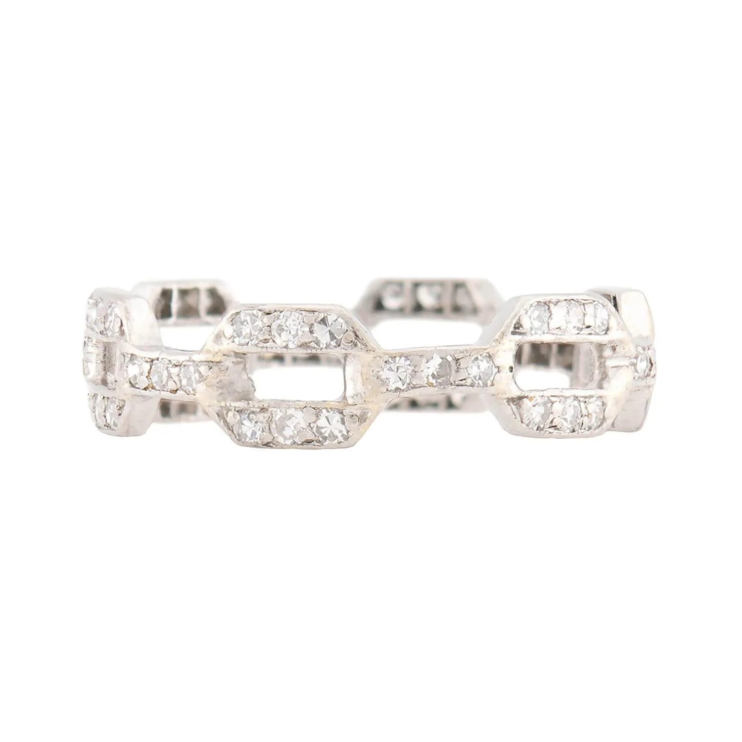 Estate Platinum Diamond Chain Link Ring - Image 4