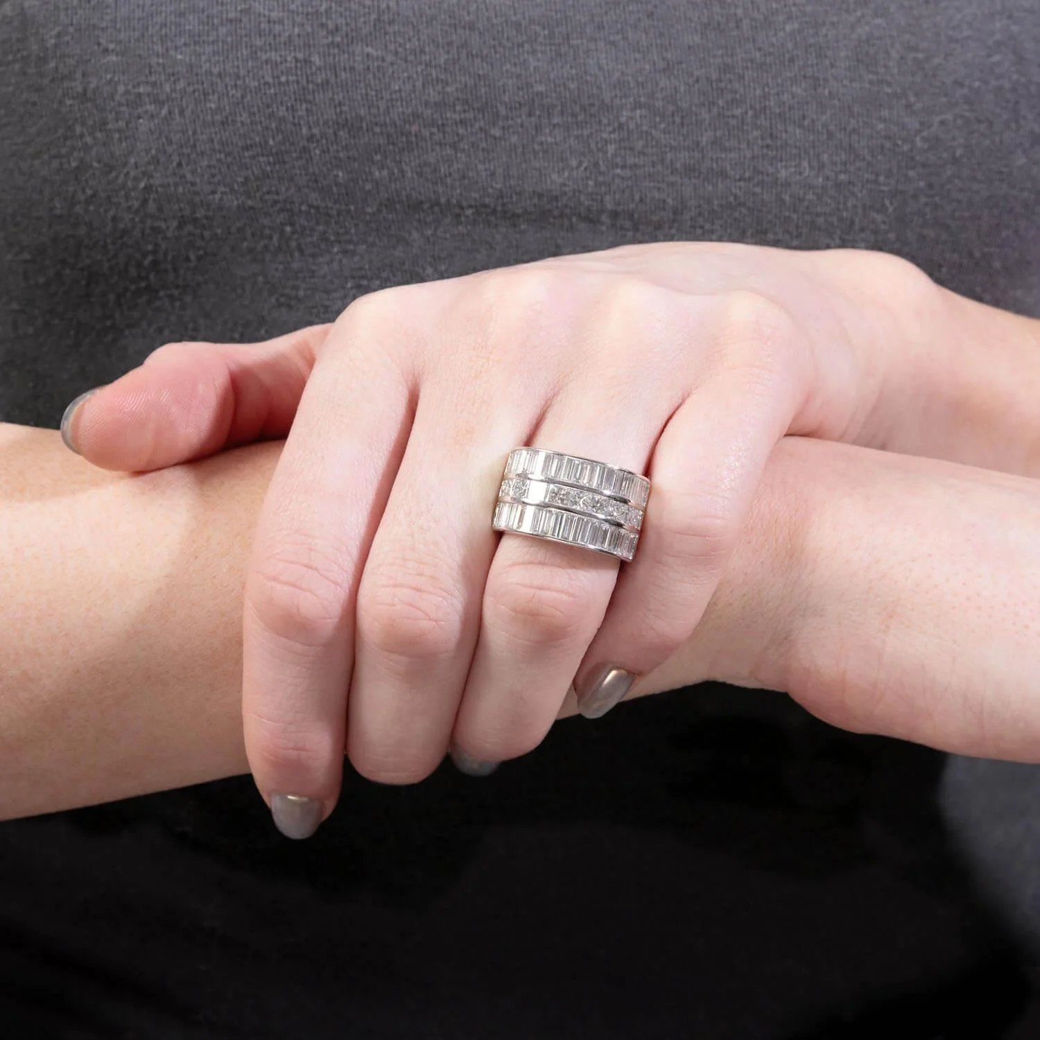 Estate Platinum Diamond Statement Ring - Image 6