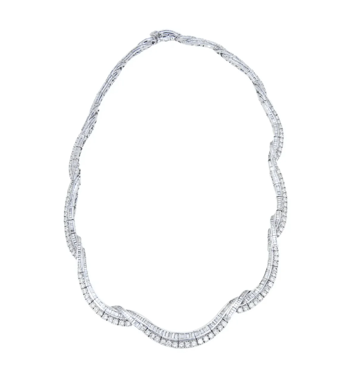 Estate Platinum 20ctw+ Diamond Twisted Riviera Necklace