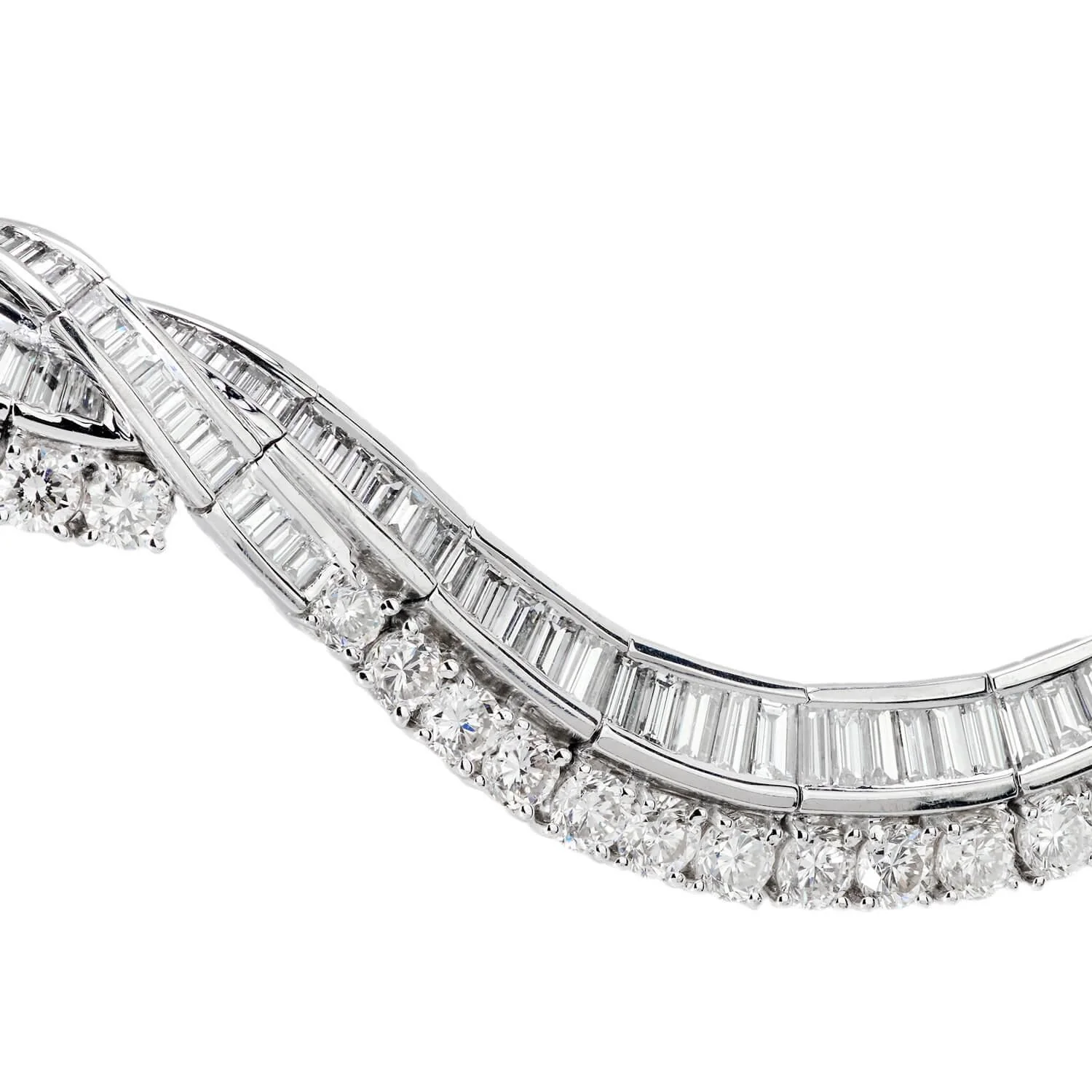 Estate Platinum 20ctw+ Diamond Twisted Riviera Necklace - Image 2