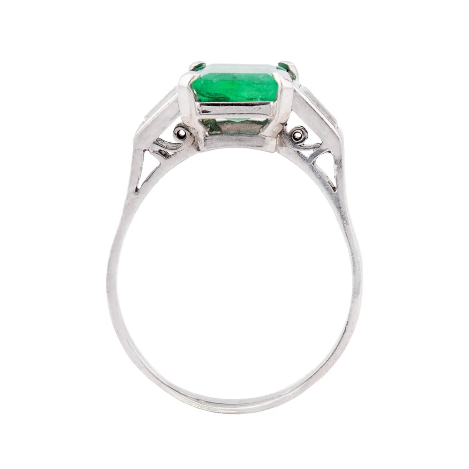 Estate Platinum Emerald and Diamond Ring - Image 4