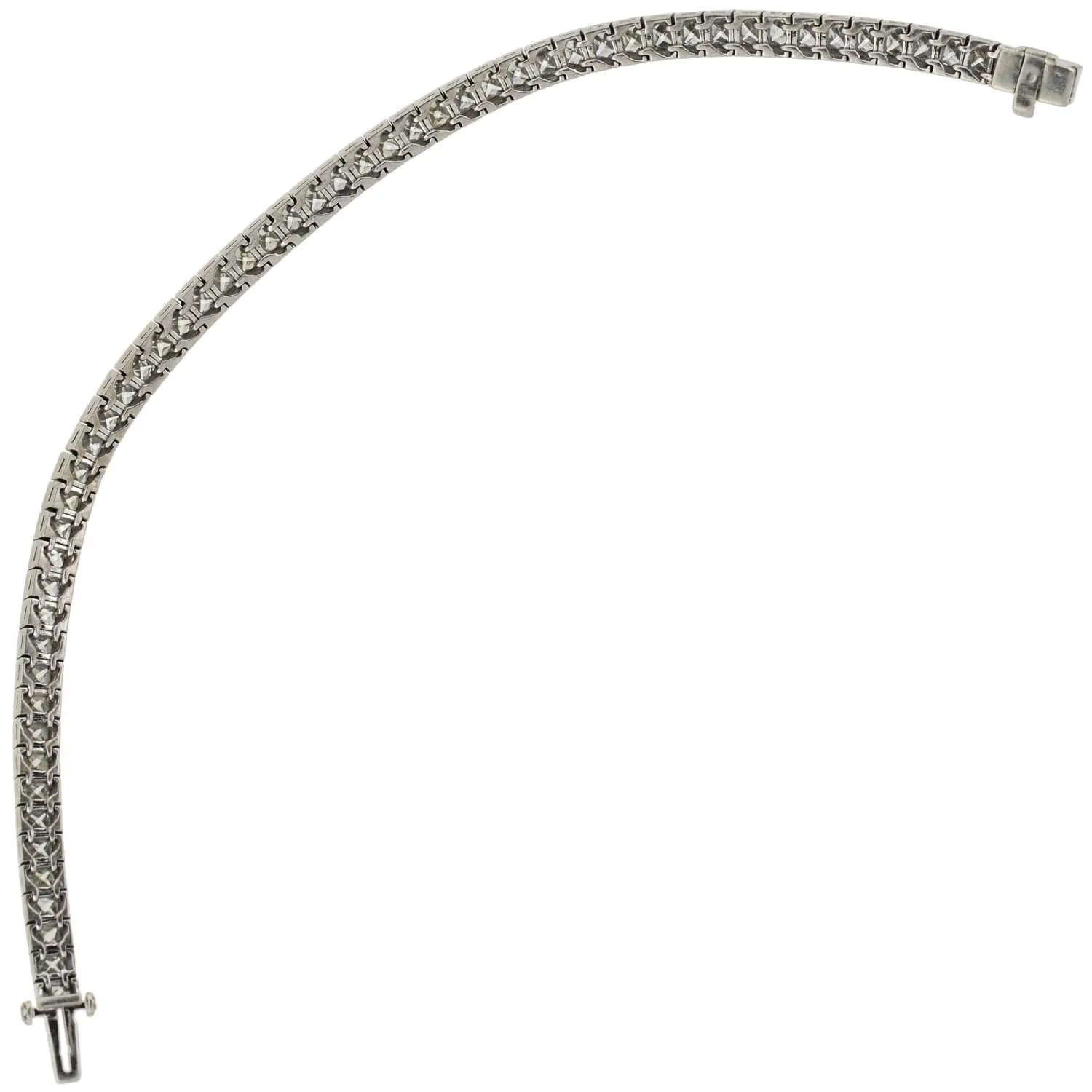 Estate Platinum French Cut Diamond Line Bracelet 11.60ctw - Image 5