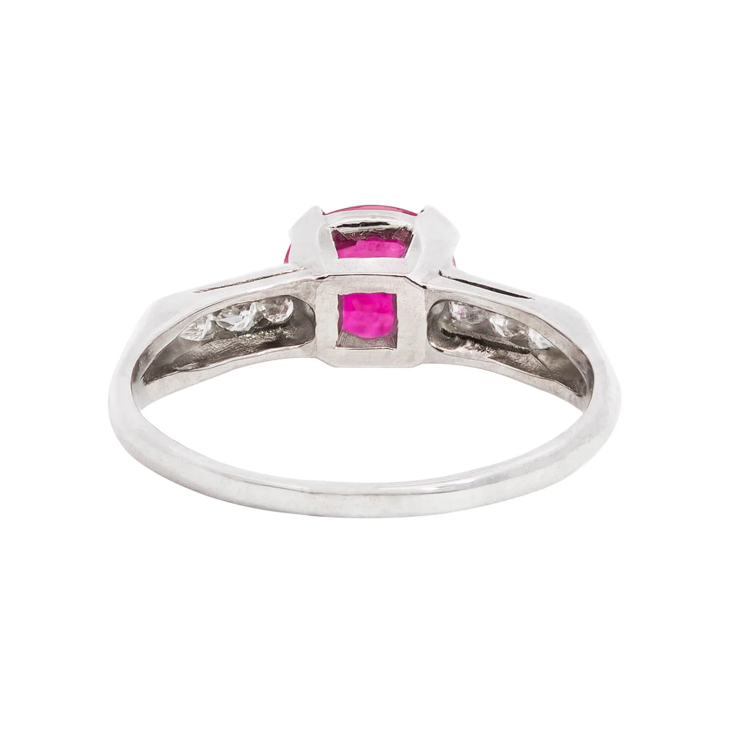 Estate Platinum Pink Sapphire + Diamond Engagement Ring 1.53ctw - Image 5