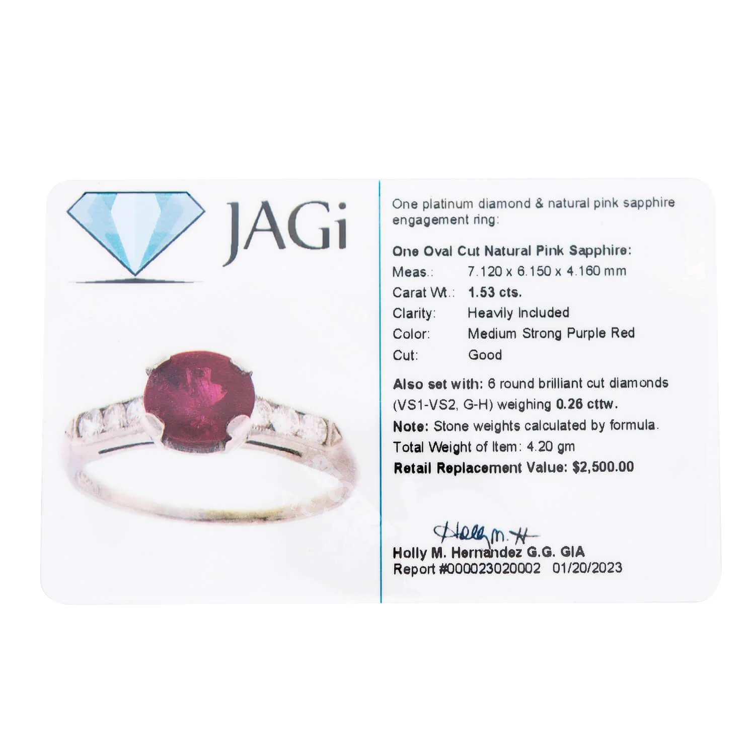 Estate Platinum Pink Sapphire + Diamond Engagement Ring 1.53ctw - Image 7