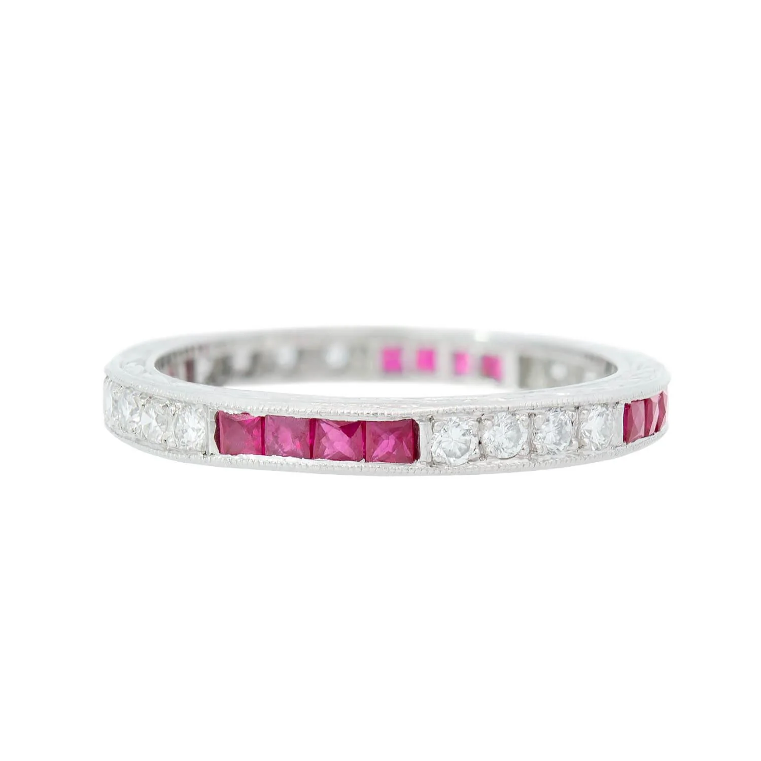 Estate Platinum Ruby and Diamond Eternity Band - Image 2