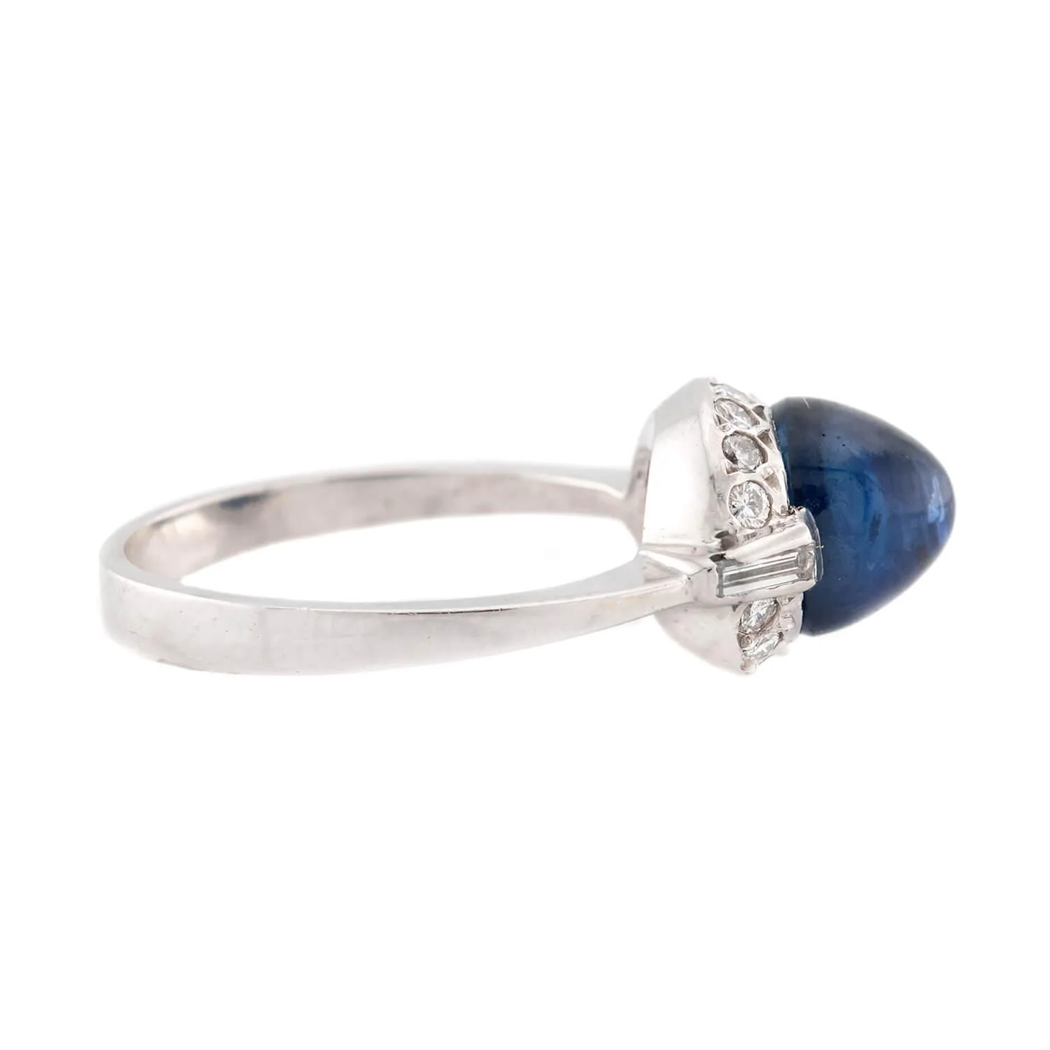 Estate Platinum Sapphire and Diamond Halo Ring - Image 3