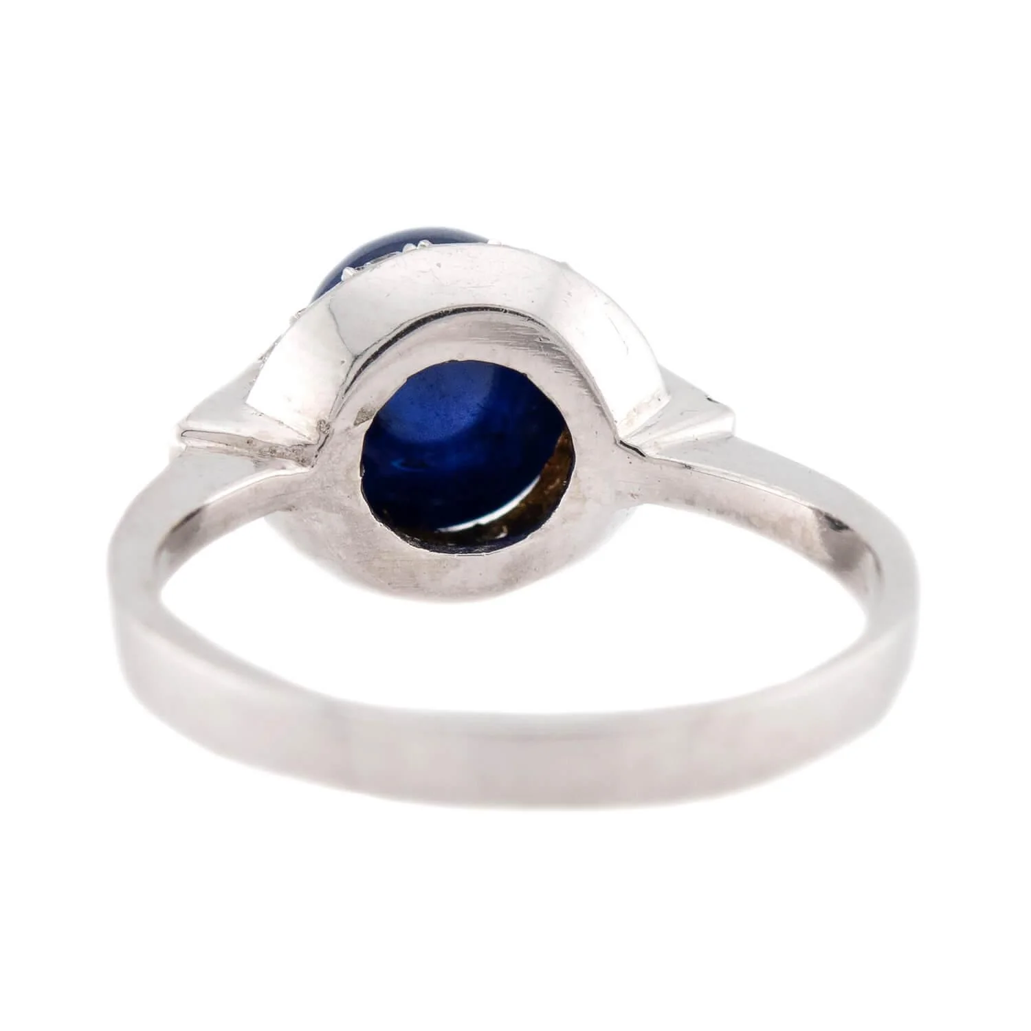 Estate Platinum Sapphire and Diamond Halo Ring - Image 5