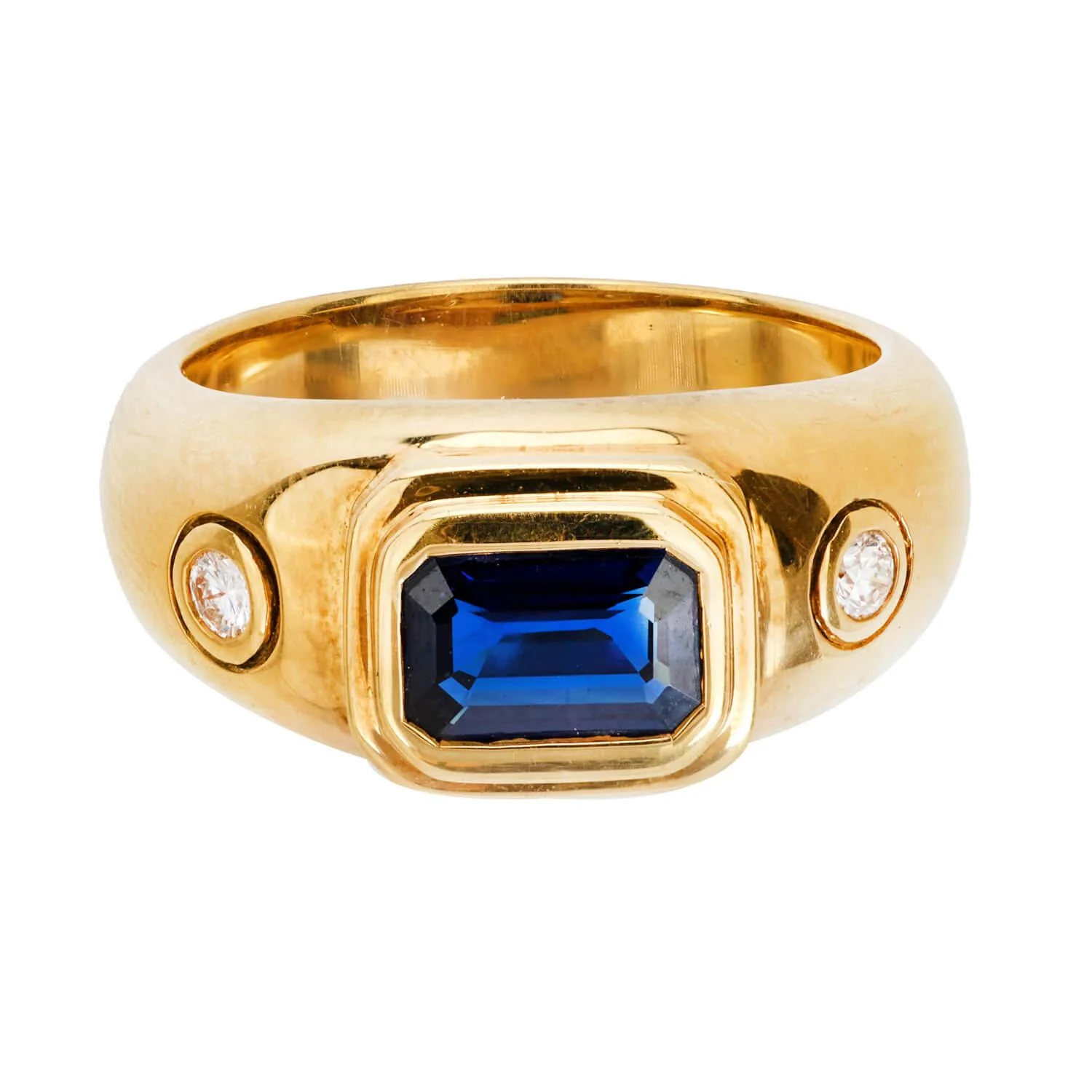 Estate Sapphire and Diamond Three Stone Ring - Image 2