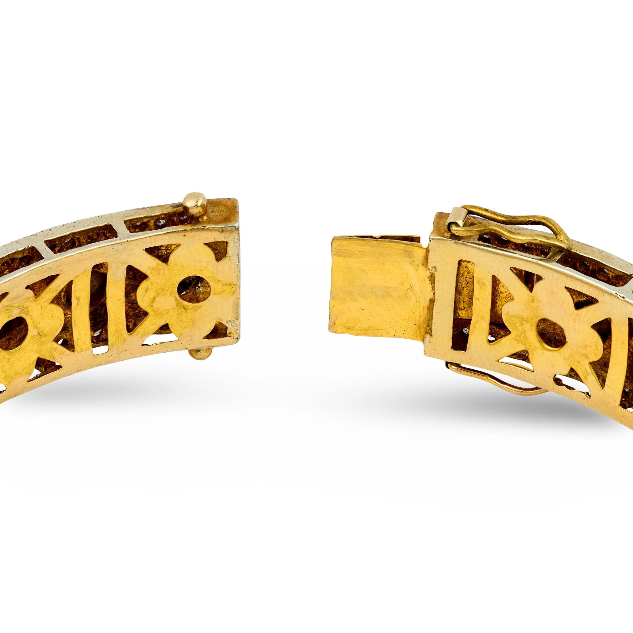 Estate Sterling & Gilt Diamond Bangle Bracelet - Image 4