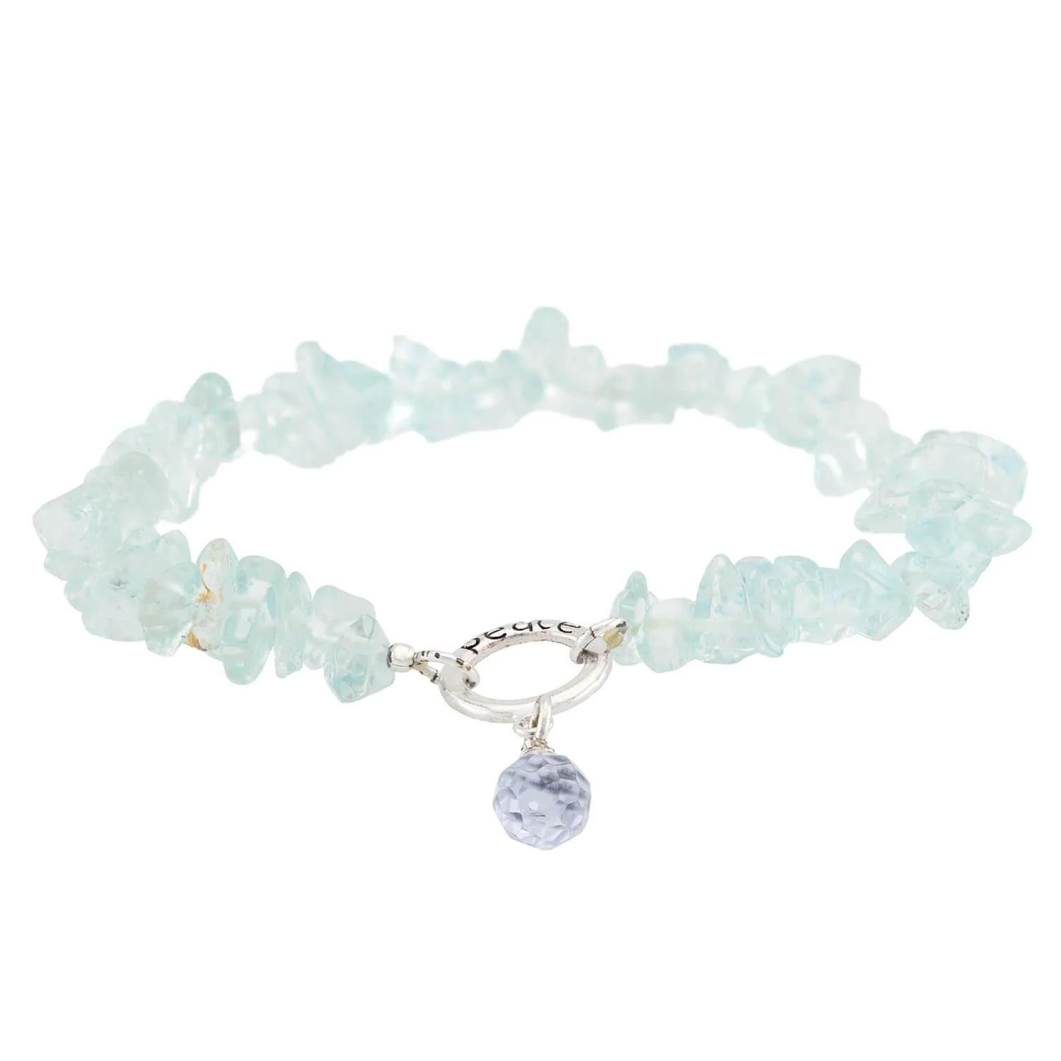 Estate Sterling Silver Aqua Necklace & Bracelet Set - Image 3