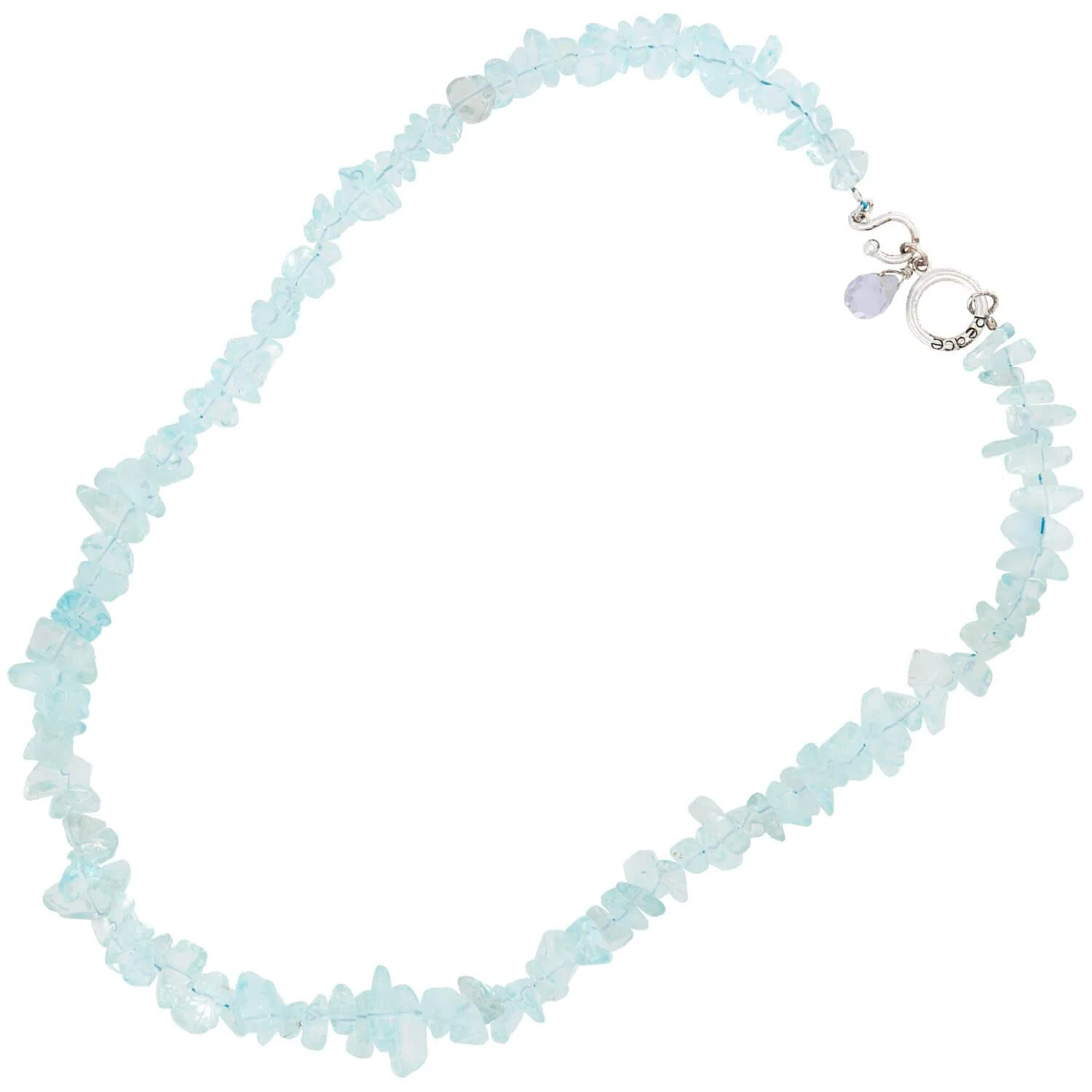 Estate Sterling Silver Aqua Necklace & Bracelet Set - Image 4