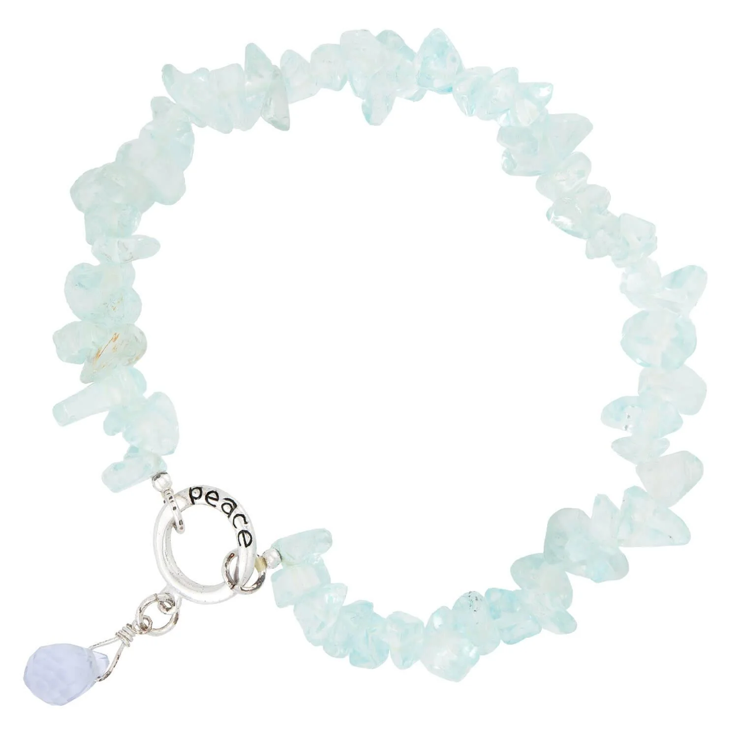 Estate Sterling Silver Aqua Necklace & Bracelet Set - Image 6