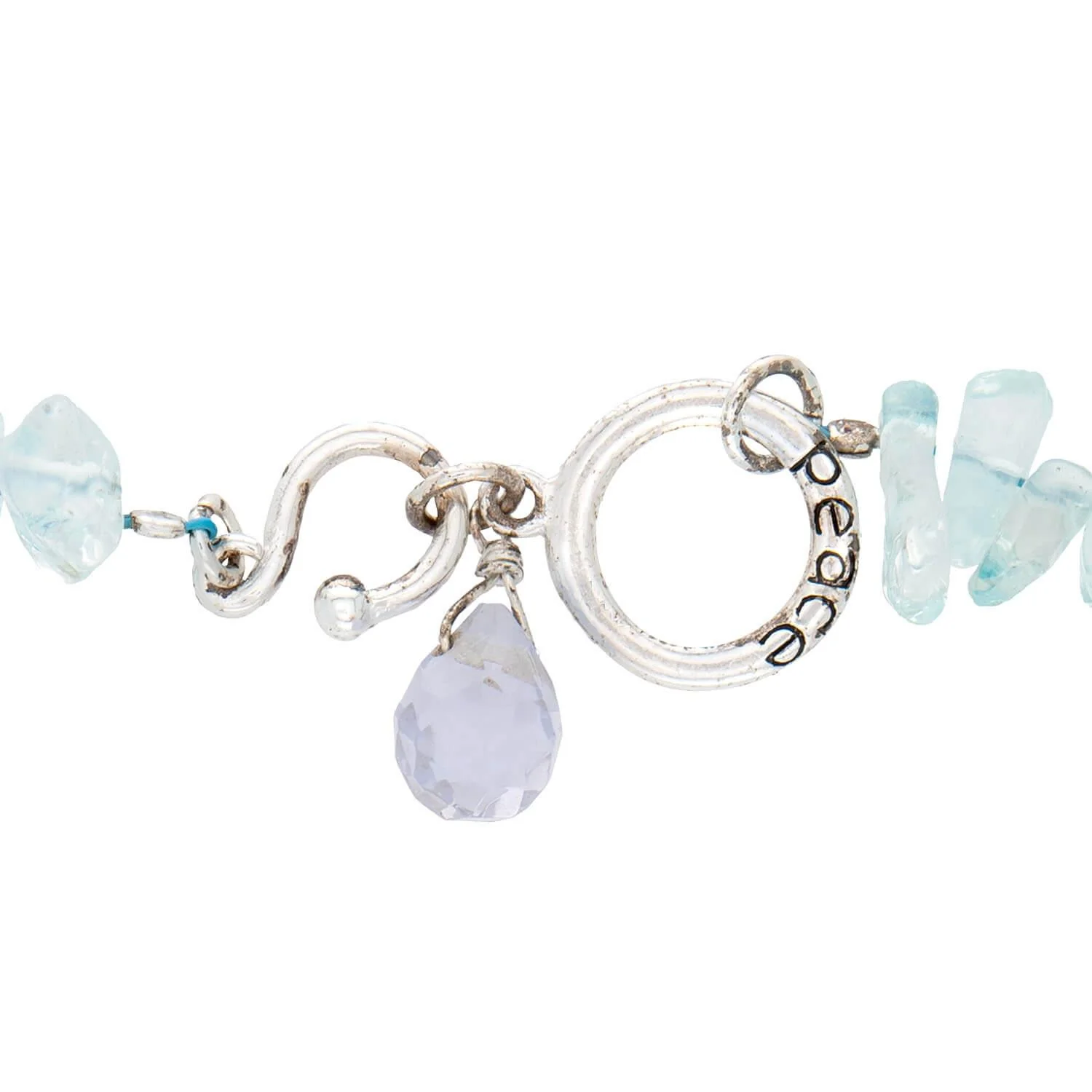 Estate Sterling Silver Aqua Necklace & Bracelet Set - Image 7