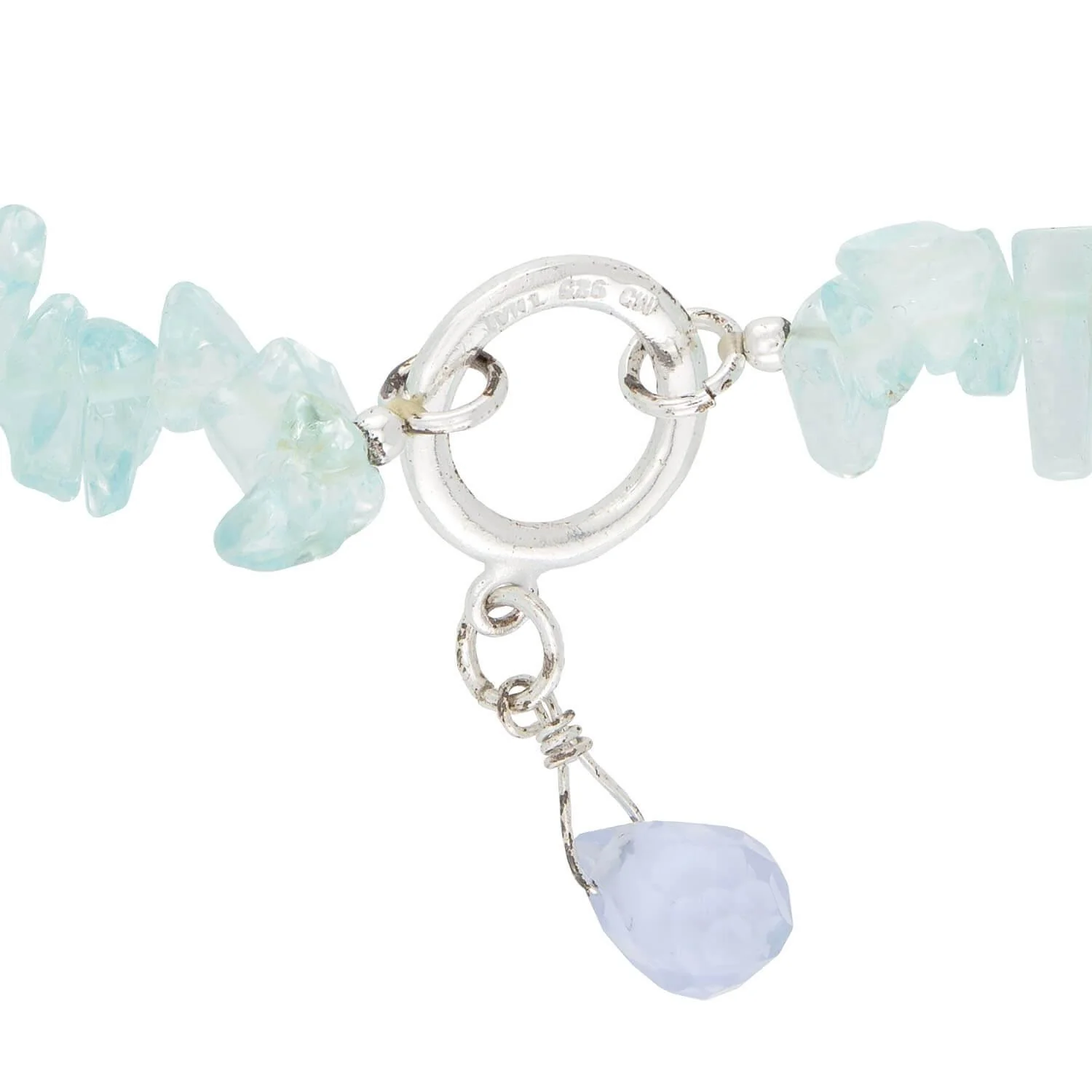 Estate Sterling Silver Aqua Necklace & Bracelet Set - Image 8