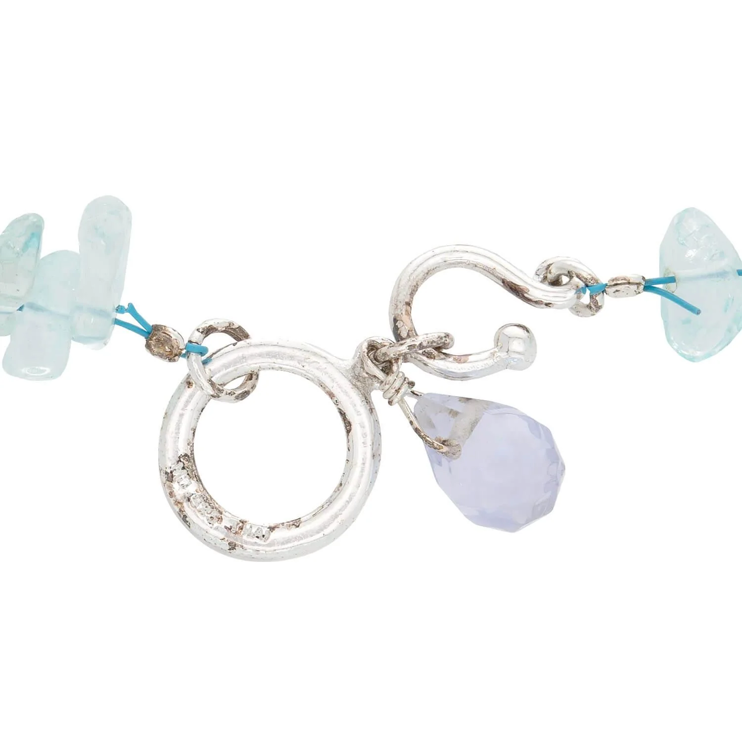Estate Sterling Silver Aqua Necklace & Bracelet Set - Image 9