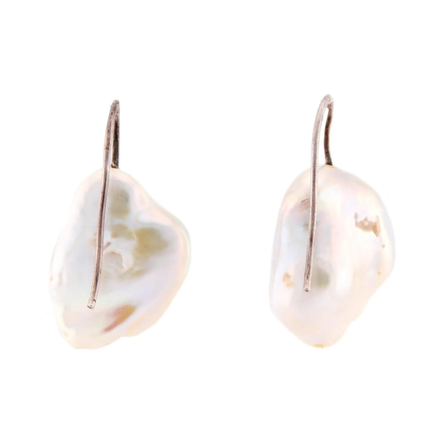 Estate Sterling Silver Blister Pearl Earrings - Image 3