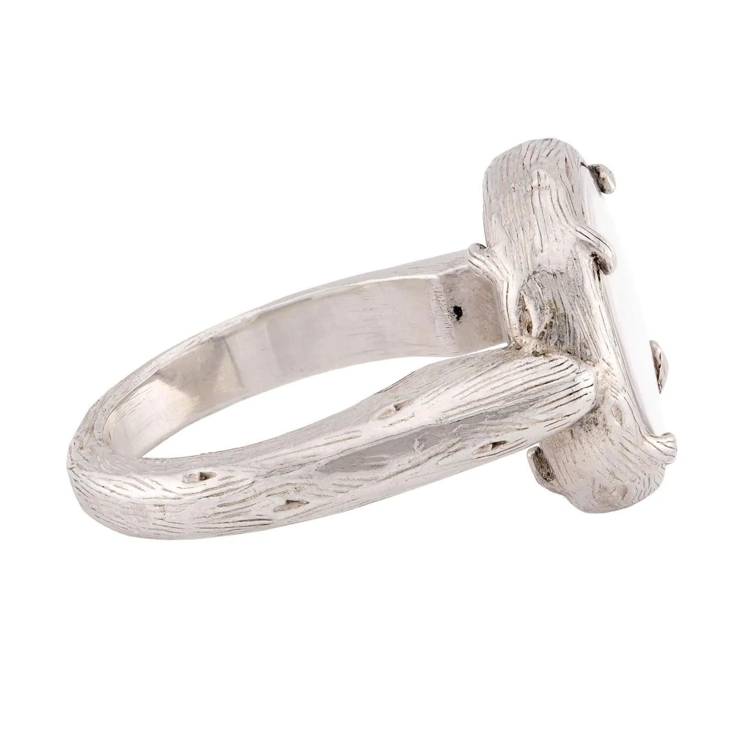 Estate Sterling Silver Diamond and Crystal Happy Ring - Image 3