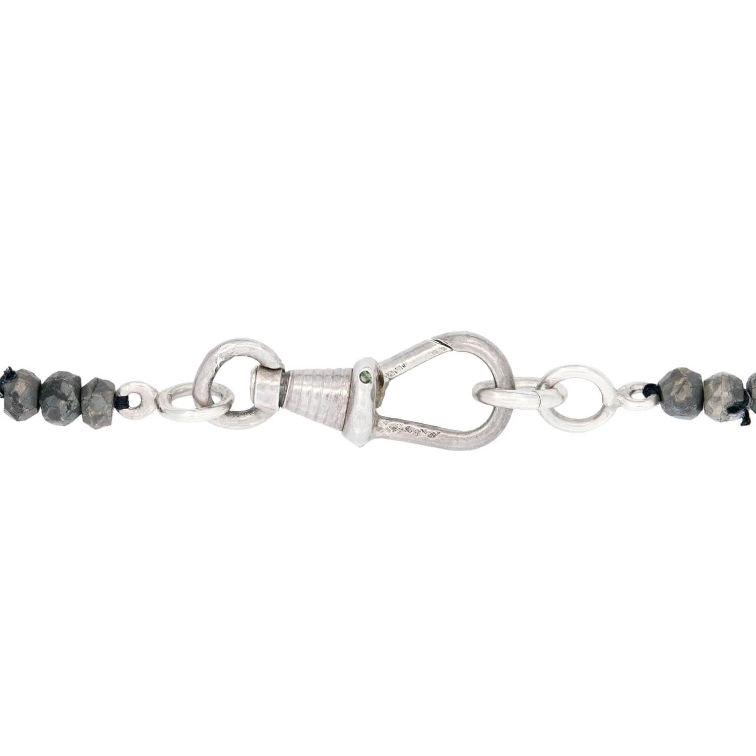 Estate Sterling Silver Pyrite Bead Charm Necklace - Image 6