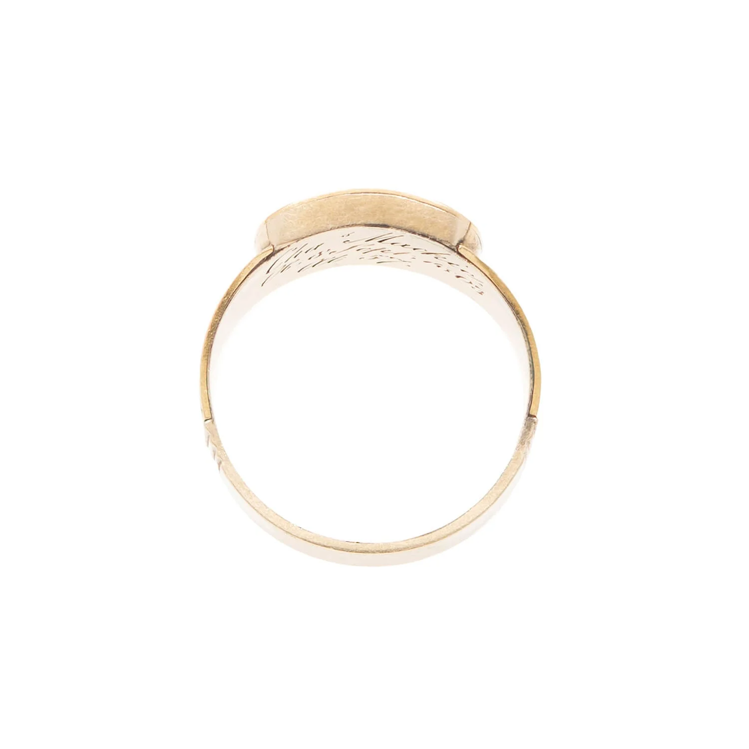 Georgian 12k Enameled Glass Window Mourning Ring - Image 3