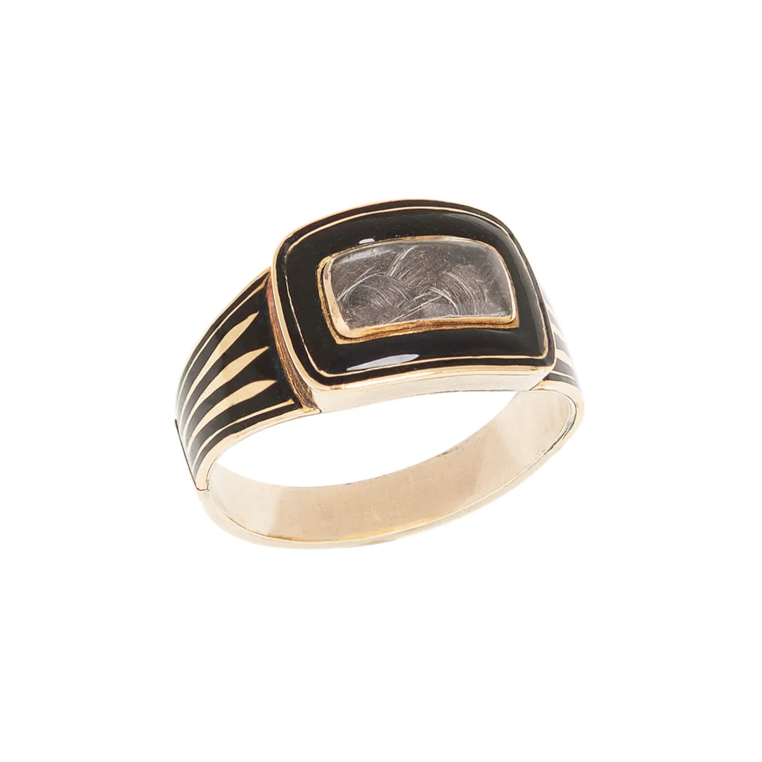 Georgian 12k Enameled Glass Window Mourning Ring - Image 4