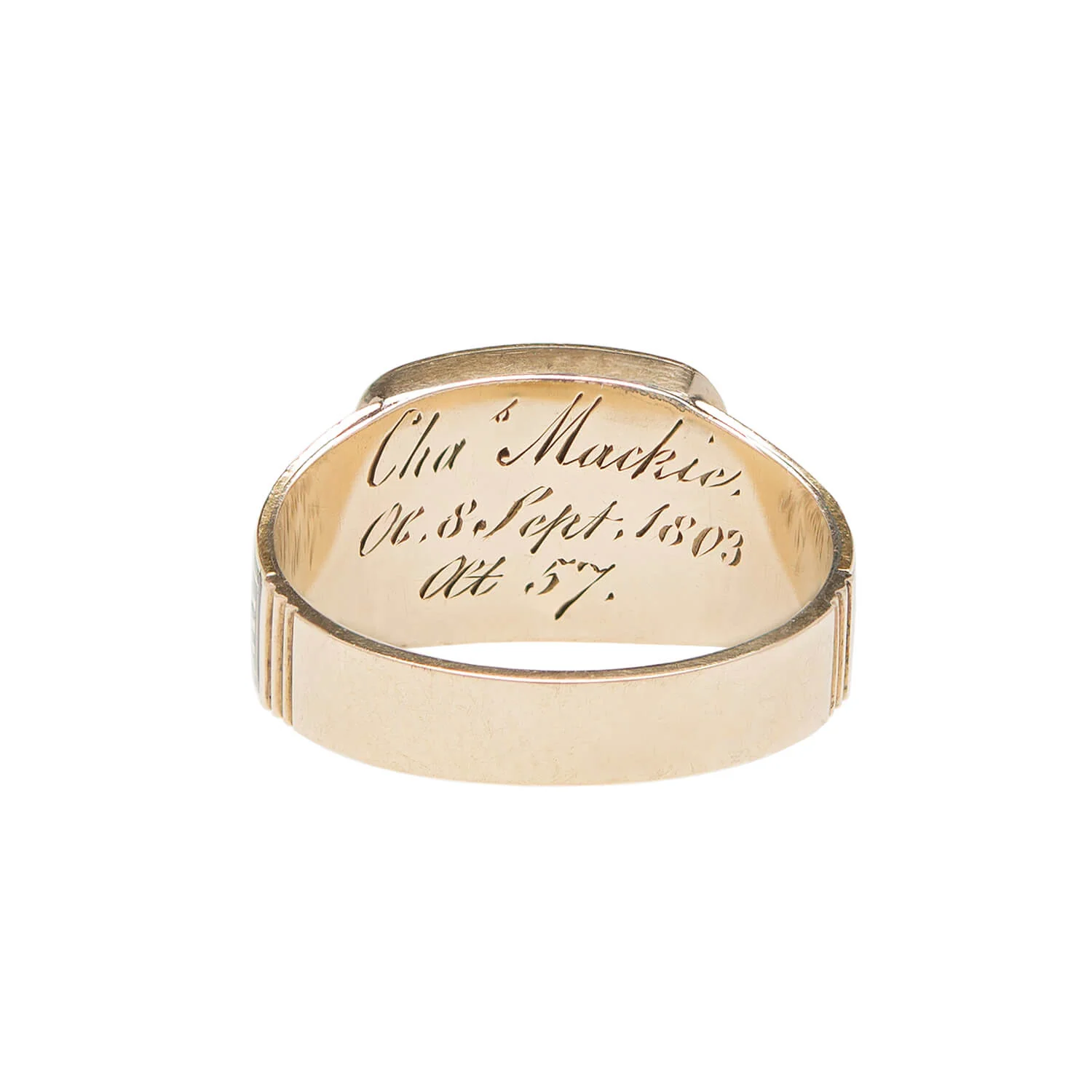 Georgian 12k Enameled Glass Window Mourning Ring - Image 5