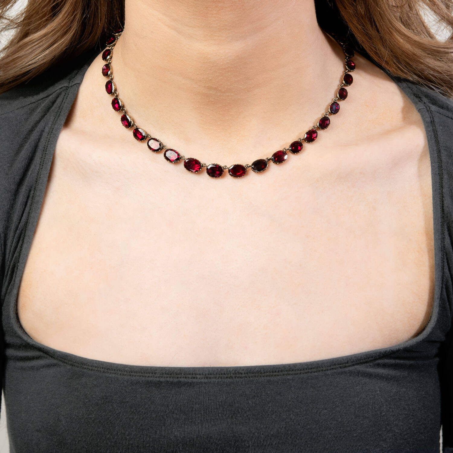 Georgian 14k Garnet Riviera Necklace - Image 6