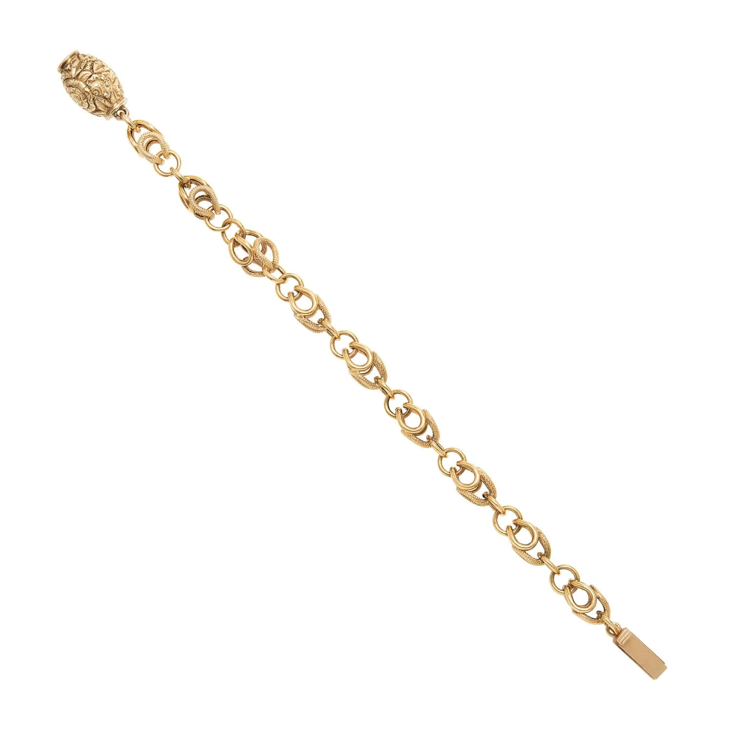 Georgian 15k Fancy Textured Link Chain Bracelet - Image 2