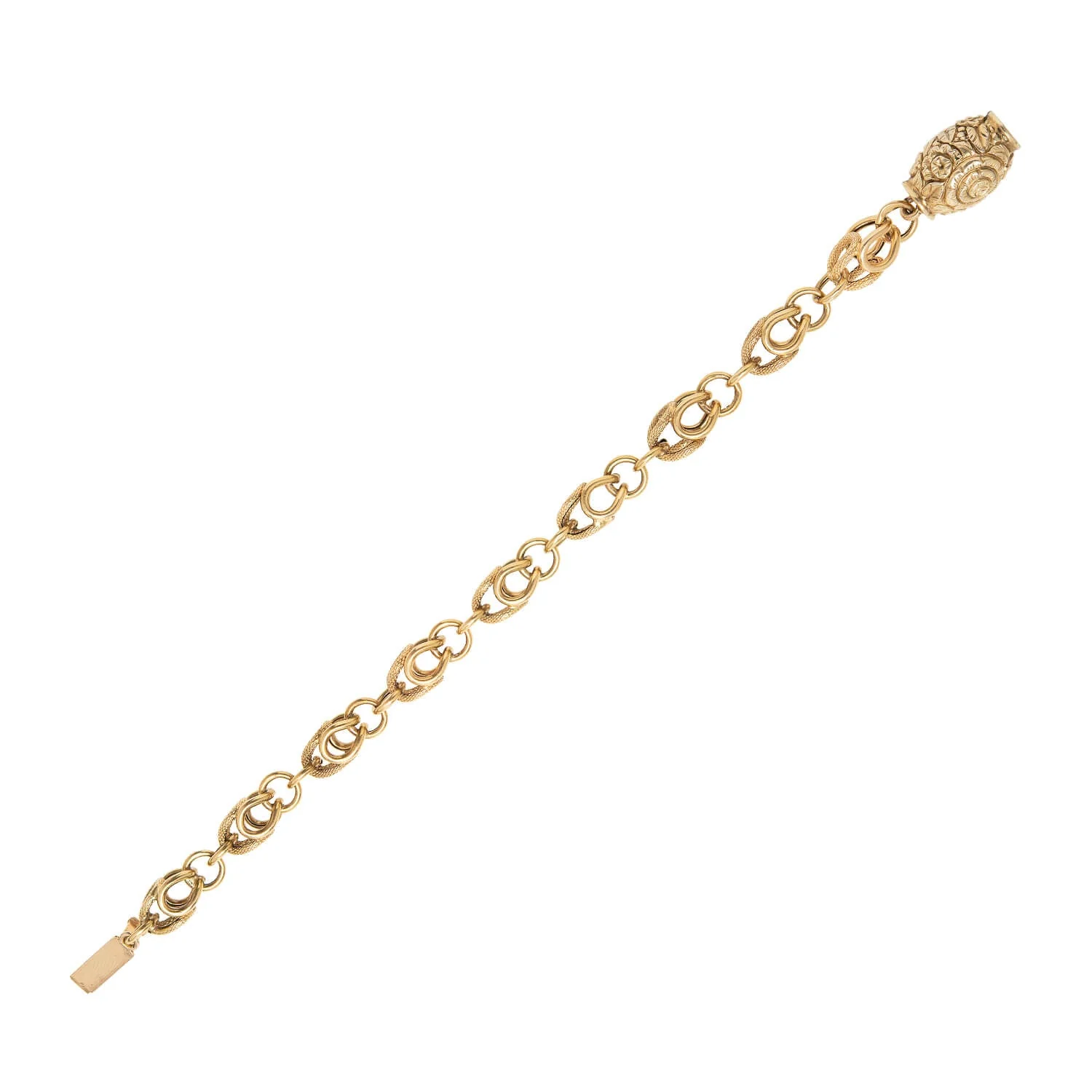 Georgian 15k Fancy Textured Link Chain Bracelet - Image 4
