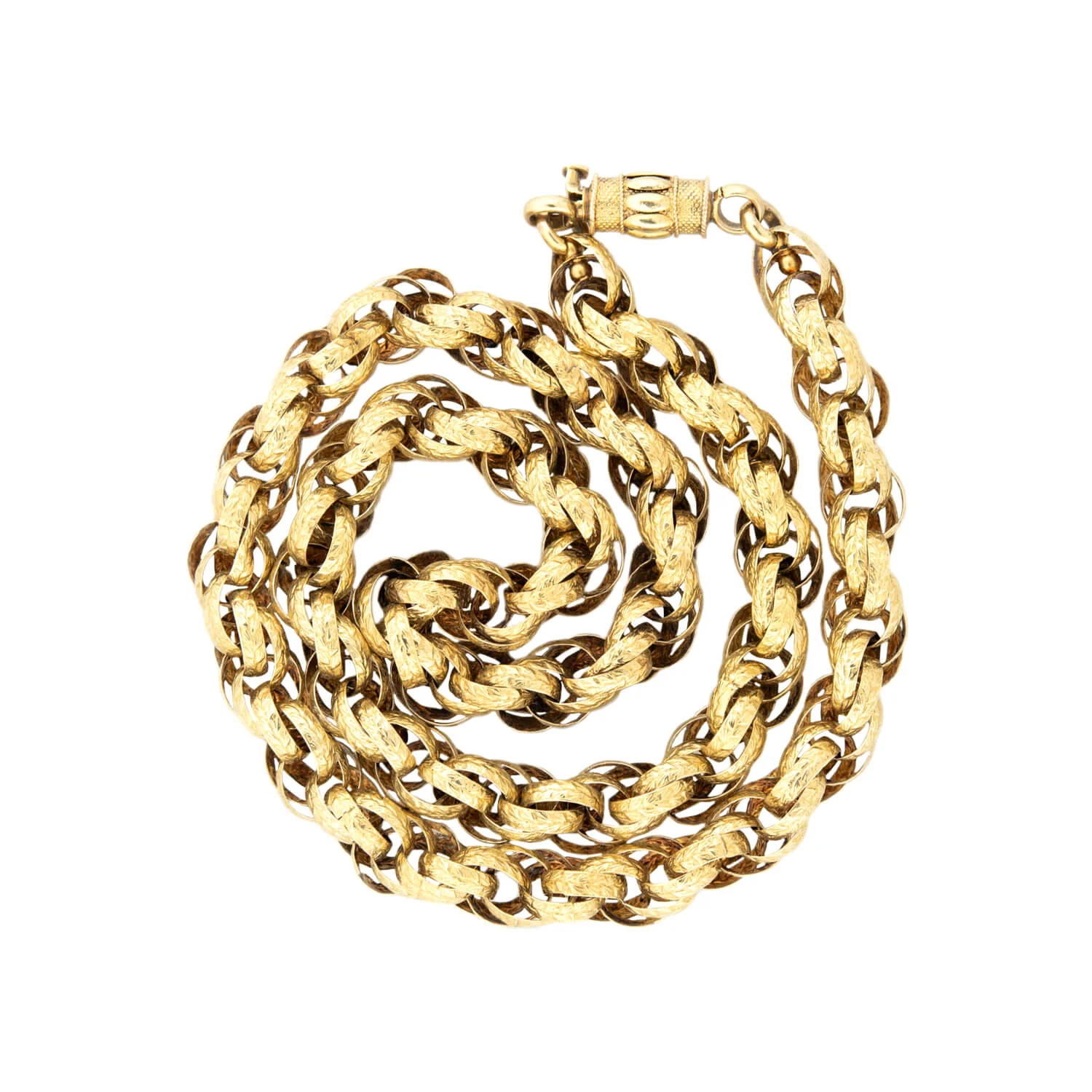 Georgian 15k Hand Wrought Chain with Barrel Clasp 17" - Image 3