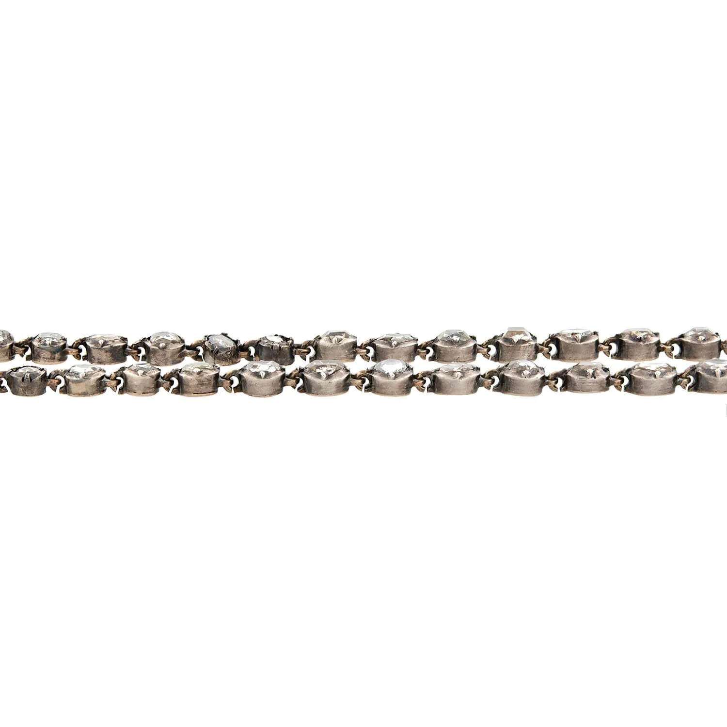 Georgian 15kt/Sterling Rose Cut + Table Cut Diamond Riviera Necklace 5ctw - Image 4