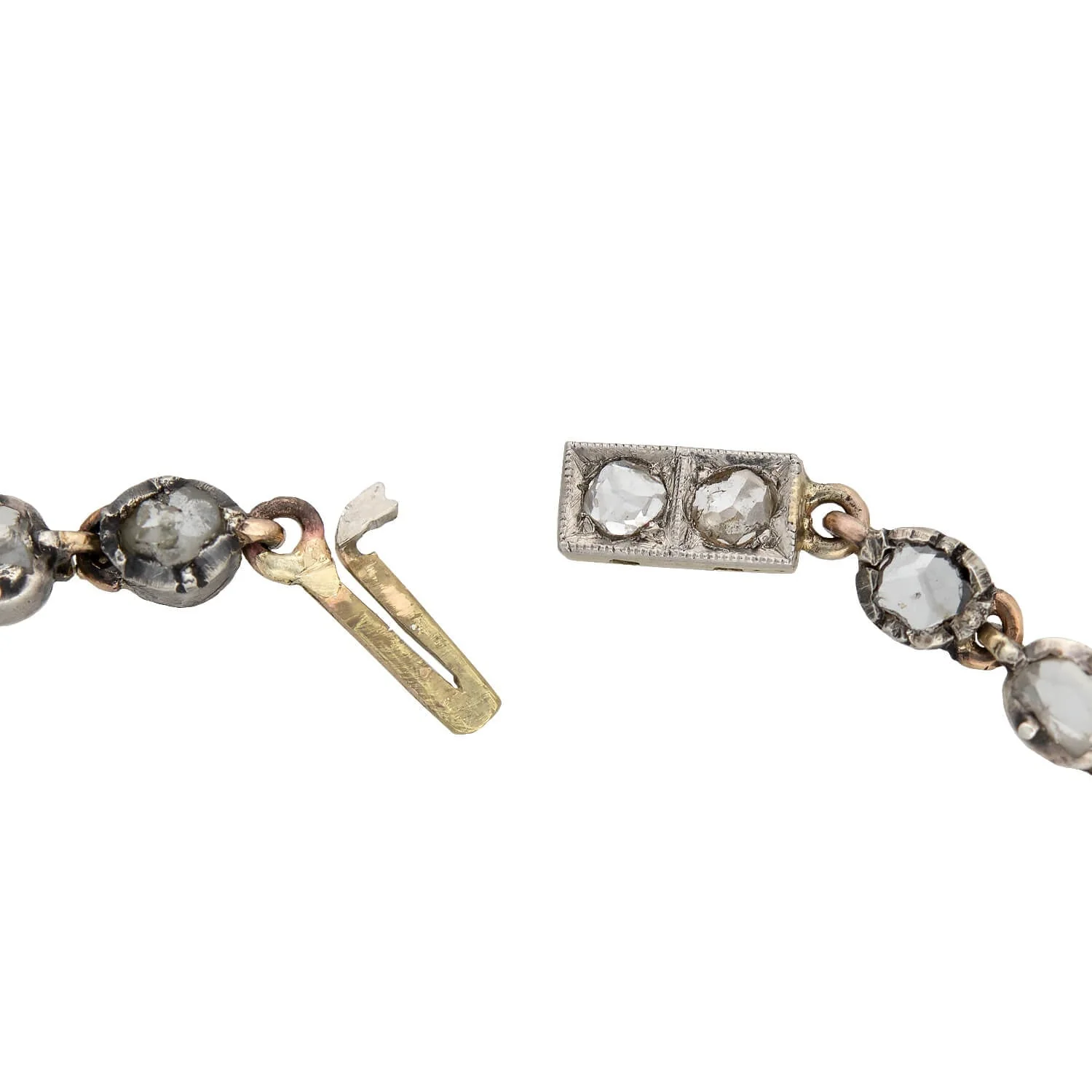 Georgian 15kt/Sterling Rose Cut + Table Cut Diamond Riviera Necklace 5ctw - Image 8
