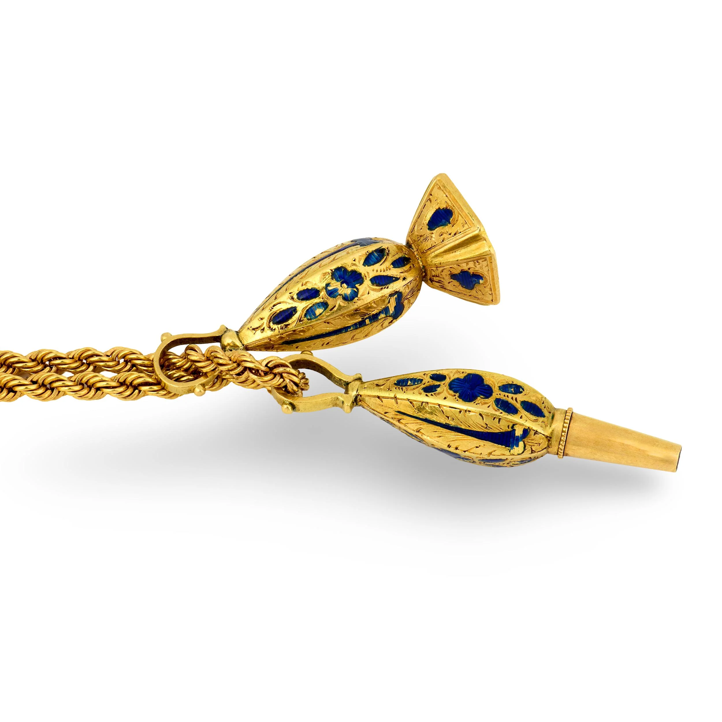 Georgian 18k/14k Enamel Fob Pendant Necklace - Image 4