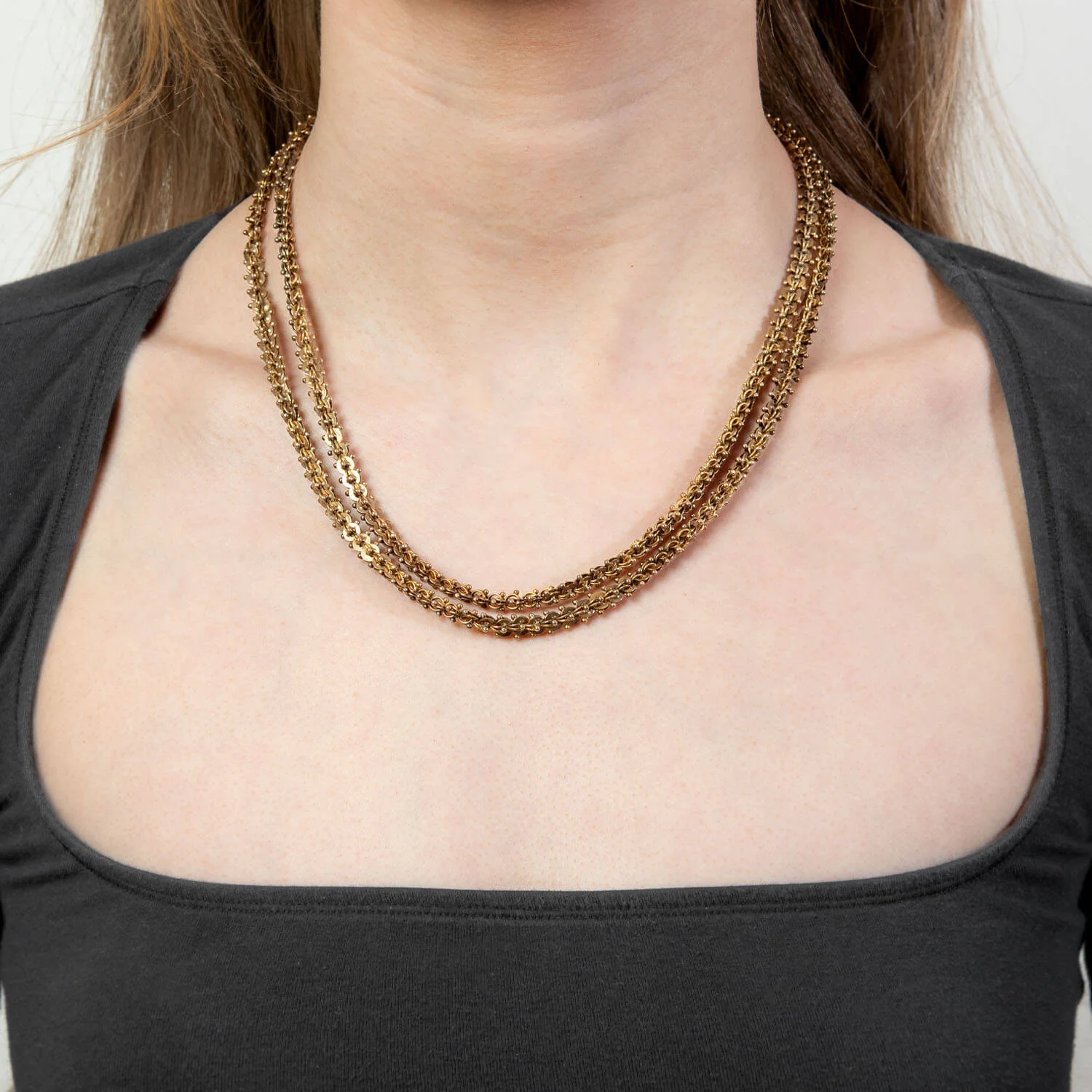 Georgian 18k Double-Strand Chain Necklace 19" - Image 7